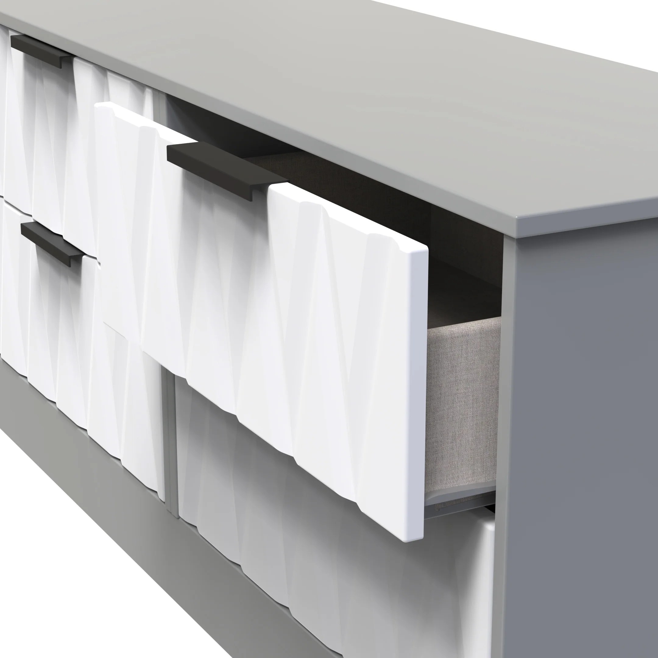 Calgary Ready Assembled 4 Drawer Bed Box in White Matt & Dusk Grey - Image 5