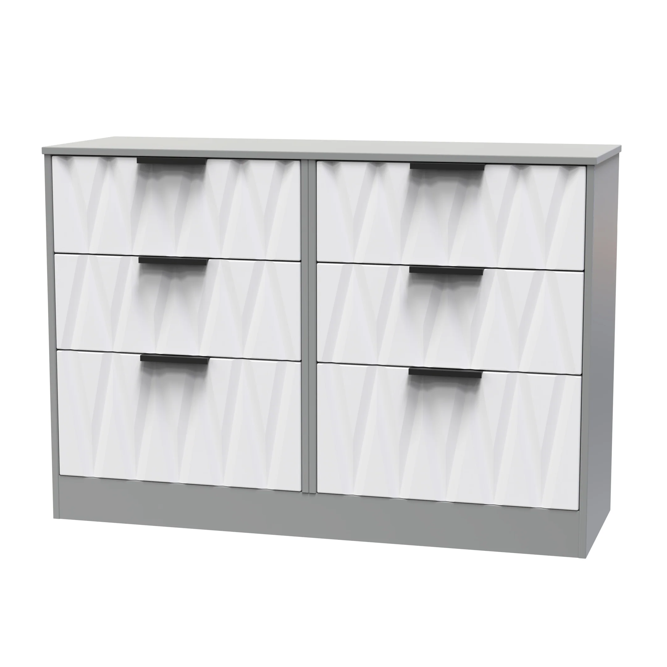 Calgary Ready Assembled 6 Drawer Wide Chest in White Matt & Dusk Grey - Image 3