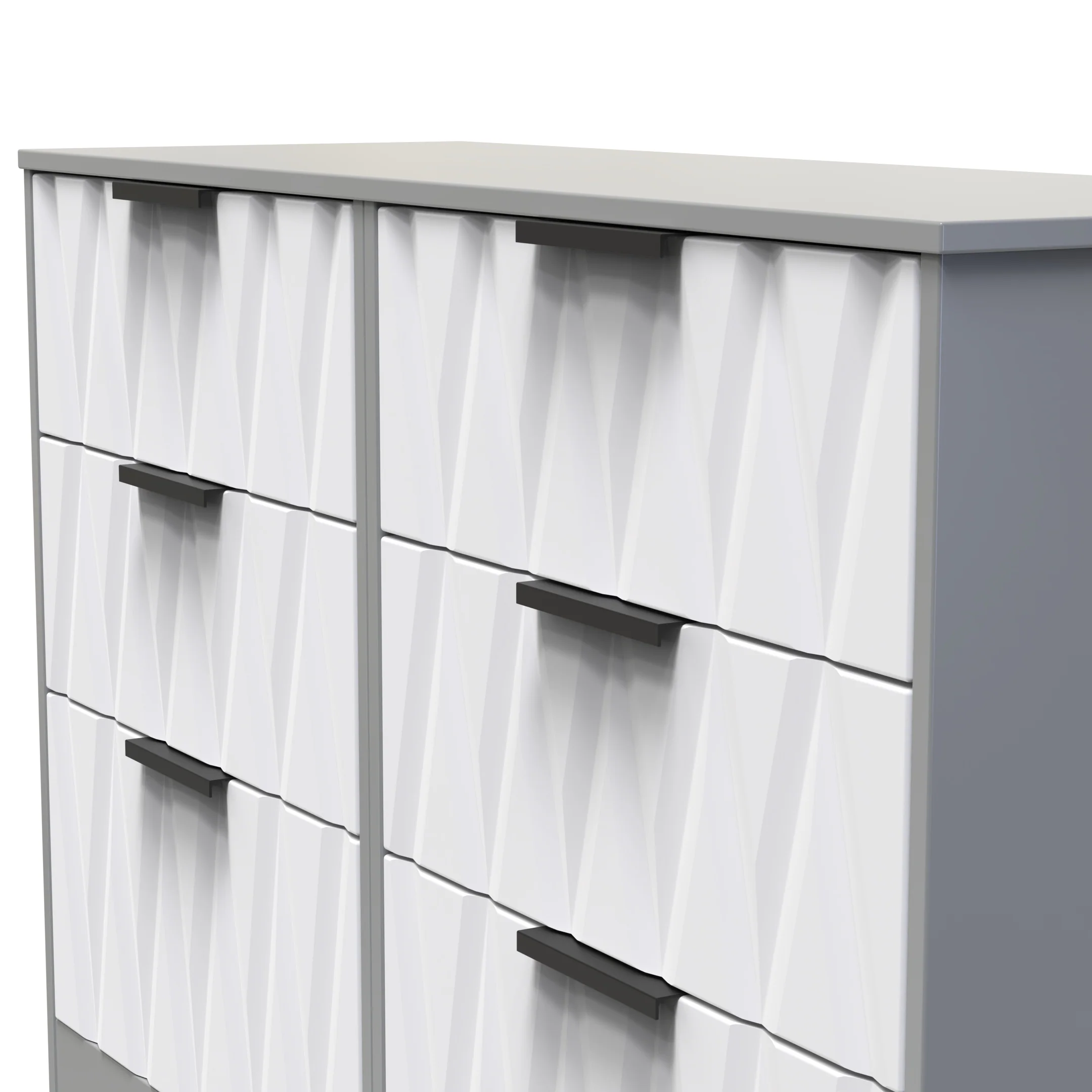 Calgary Ready Assembled 6 Drawer Wide Chest in White Matt & Dusk Grey - Image 4