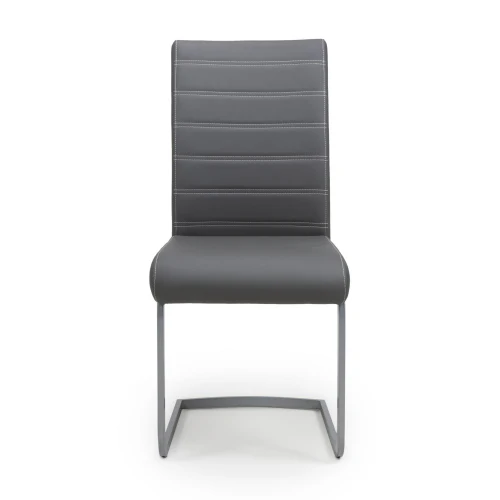 Callisto Leather Effect Grey Dining Chair - Set Of 2 - Image 12