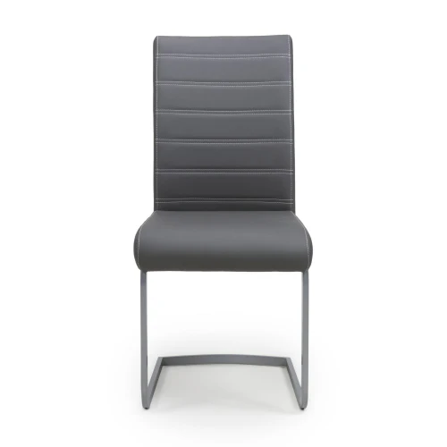 Callisto Leather Effect Grey Dining Chair - Set Of 2 - Image 4