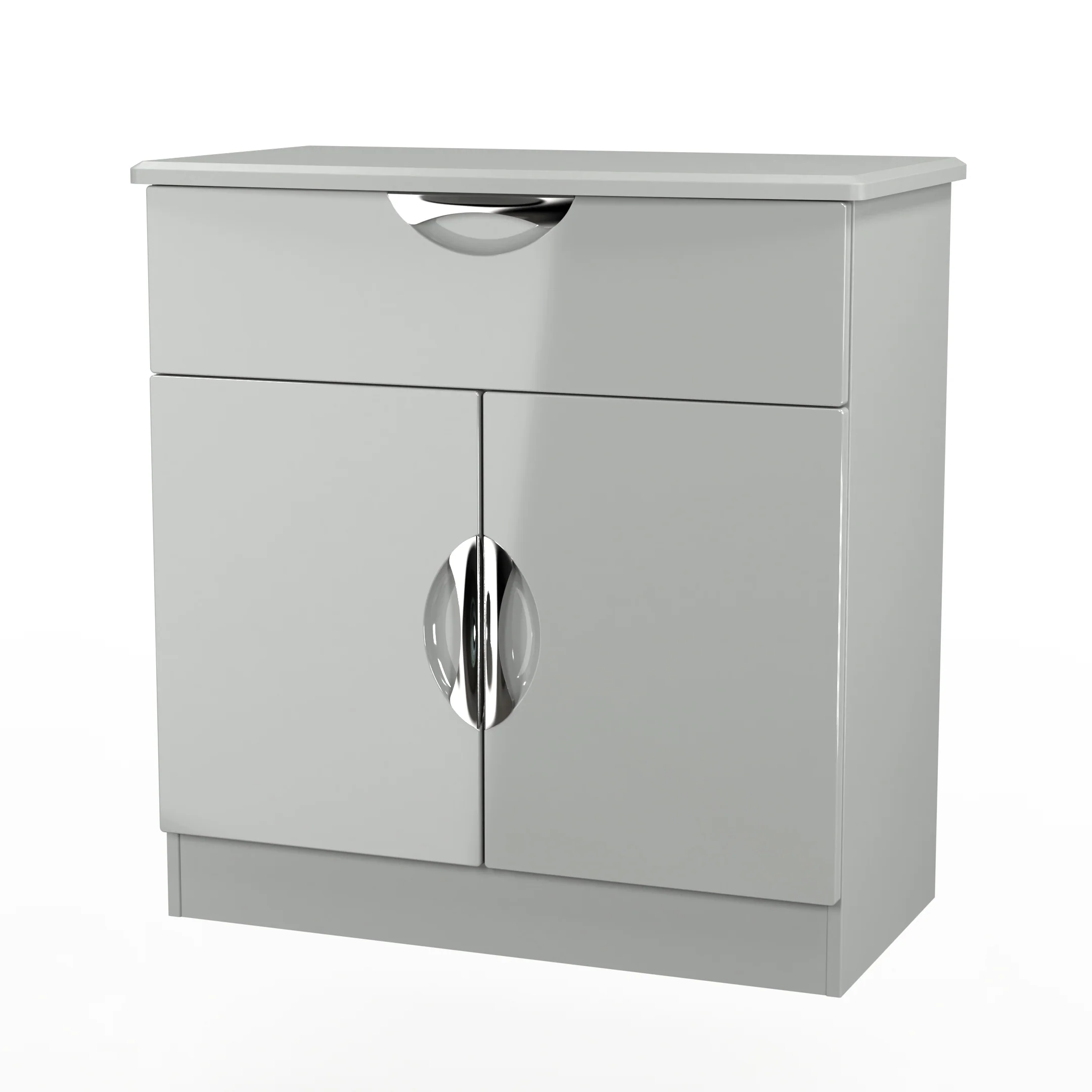 Camden 1 Drawer 2 Door Sideboard in Grey Gloss & Dusk Grey - Ready Assembled - Image 4