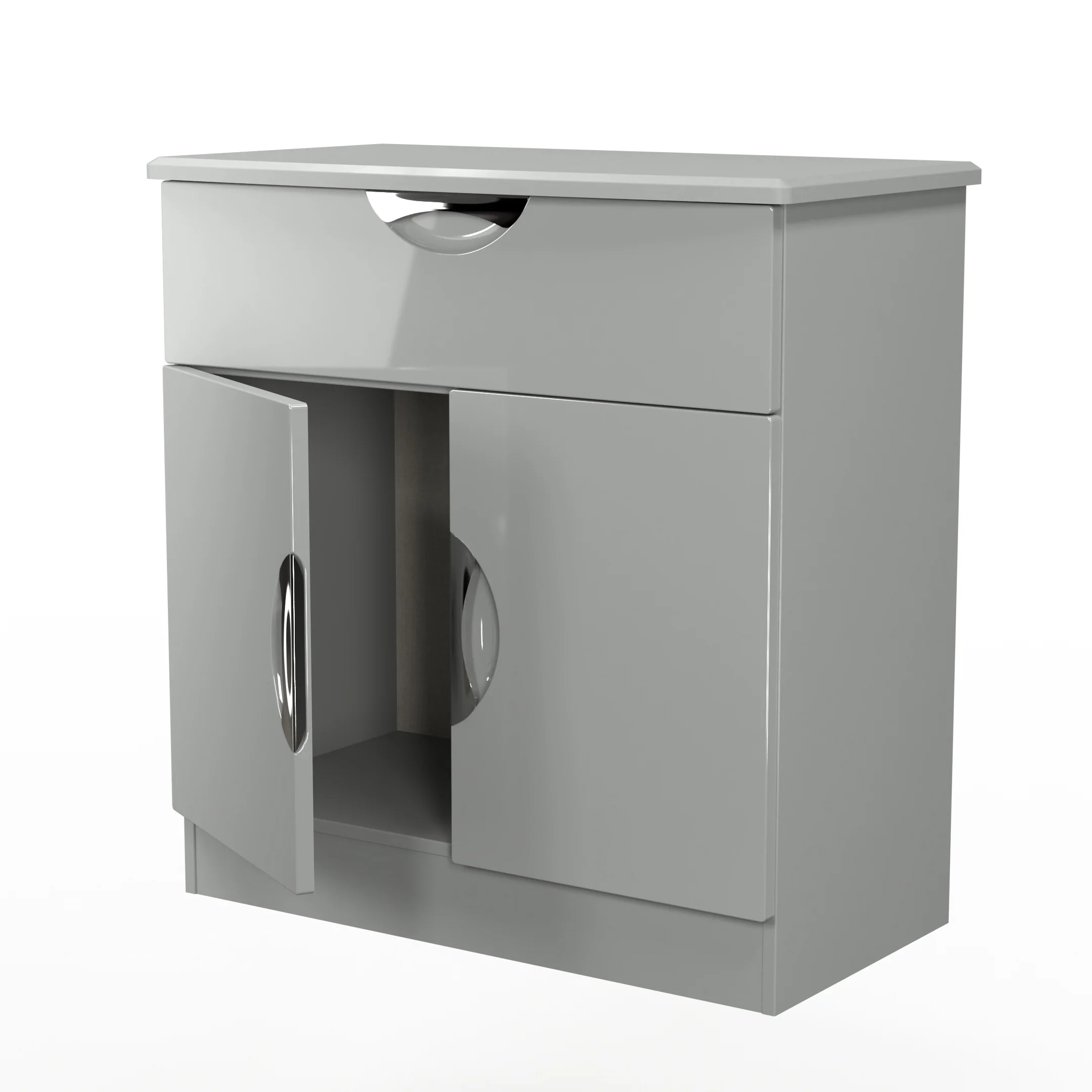 Camden 1 Drawer 2 Door Sideboard in Grey Gloss & Dusk Grey - Ready Assembled - Image 6
