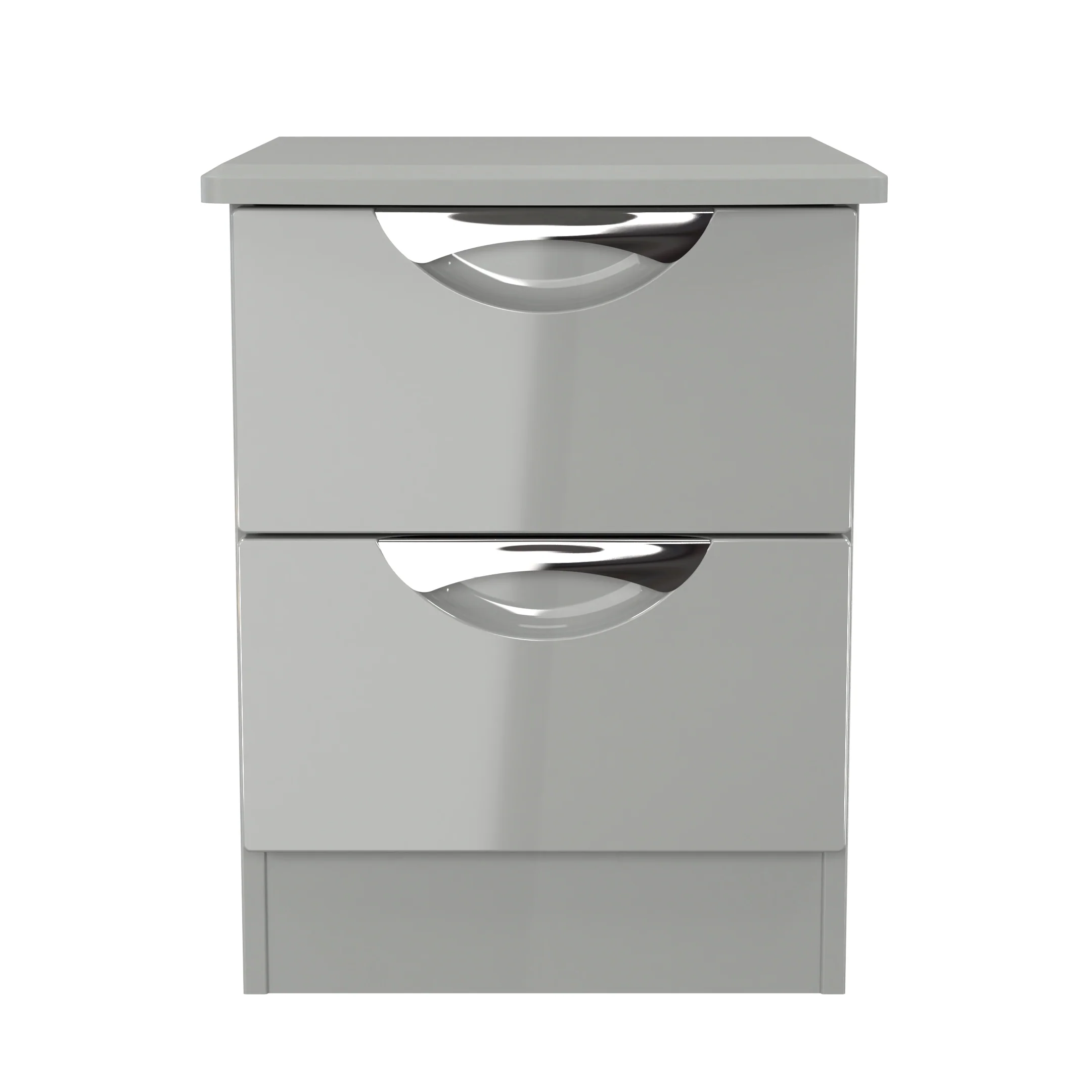 Camden 2 Drawer Bedside Cabinet in Grey Gloss & Dusk Grey - Ready Assembled - Image 2