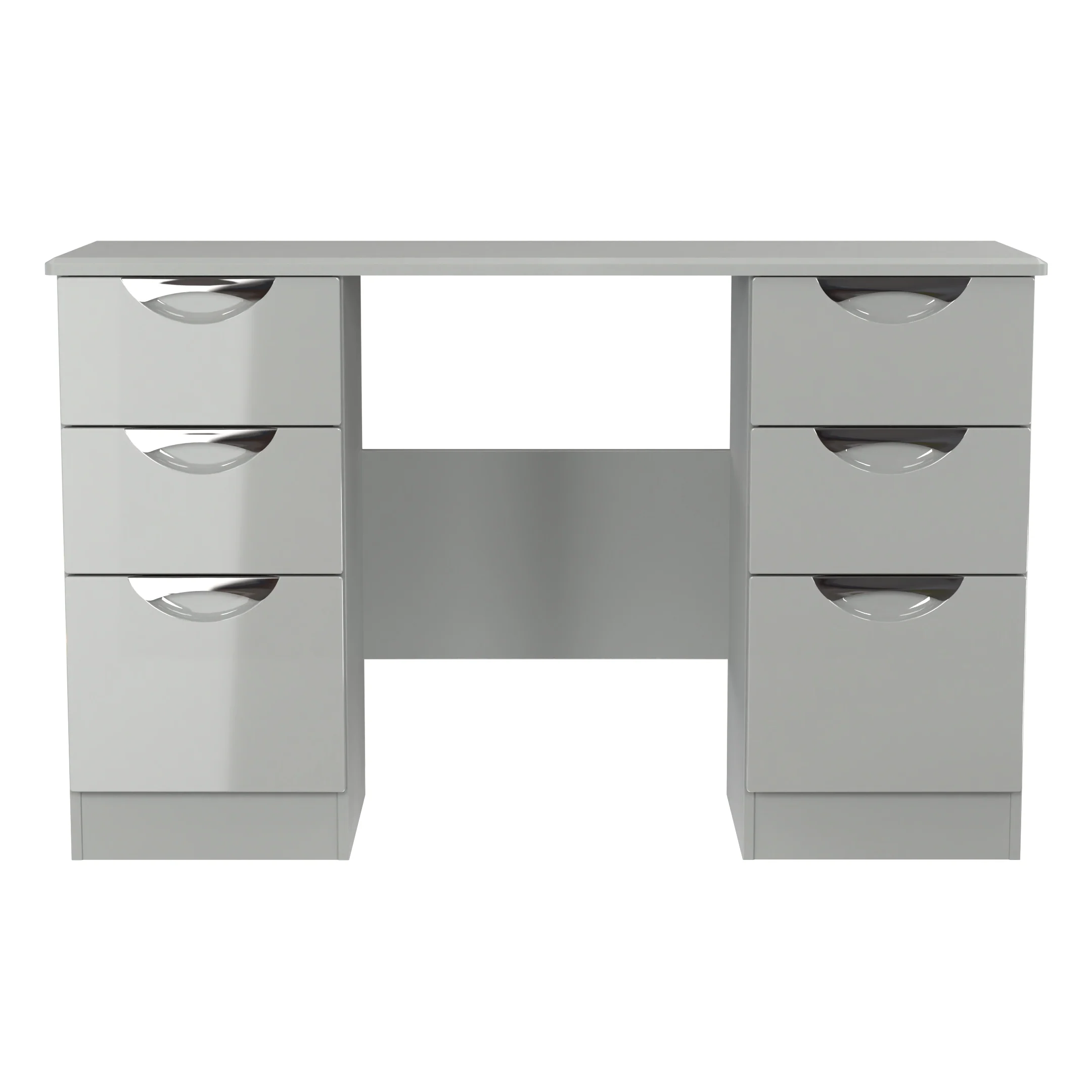 Camden Double Pedestal Desk in Grey Gloss & Dusk Grey - Ready Assembled - Image 2