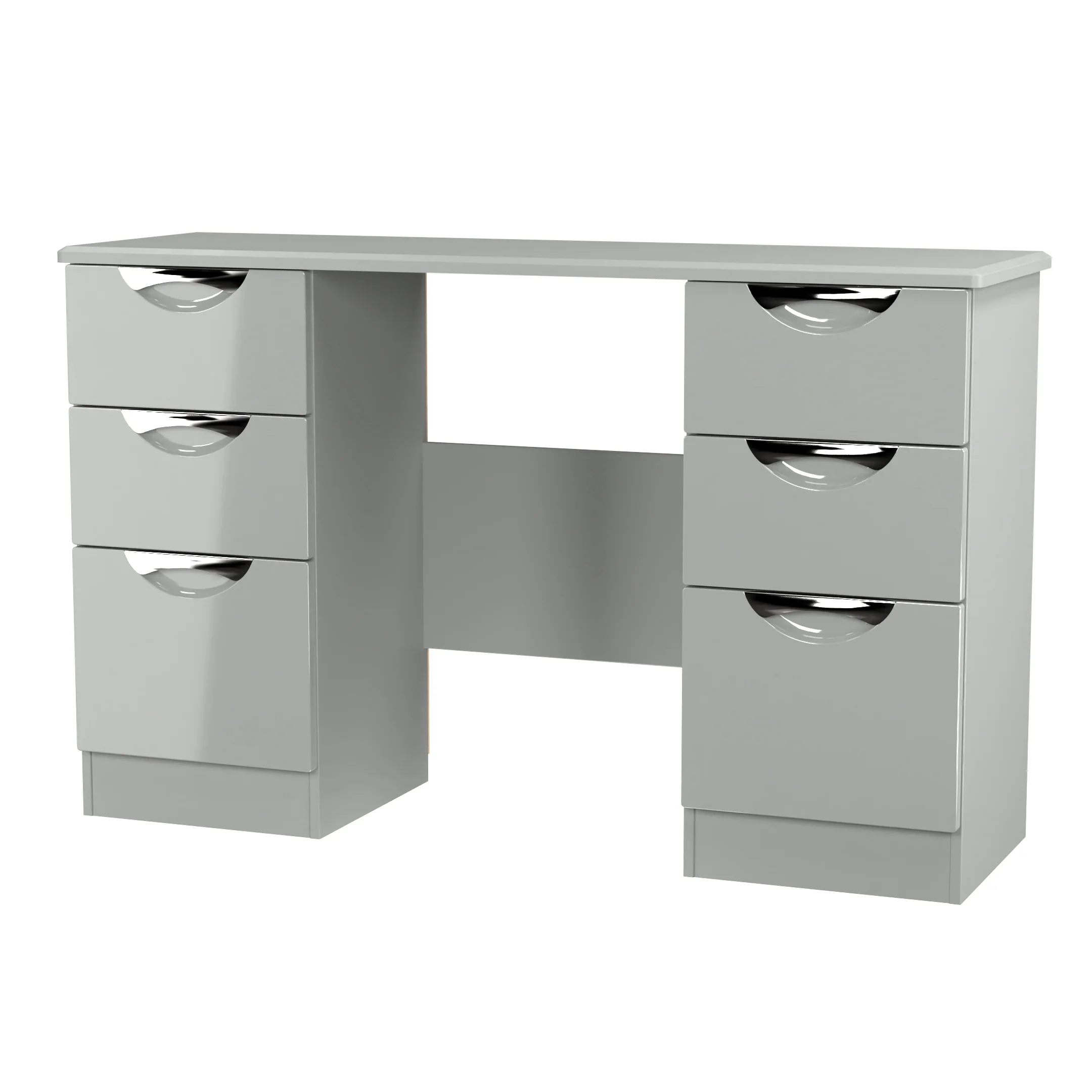 Camden Double Pedestal Desk in Grey Gloss & Dusk Grey - Ready Assembled - Image 4