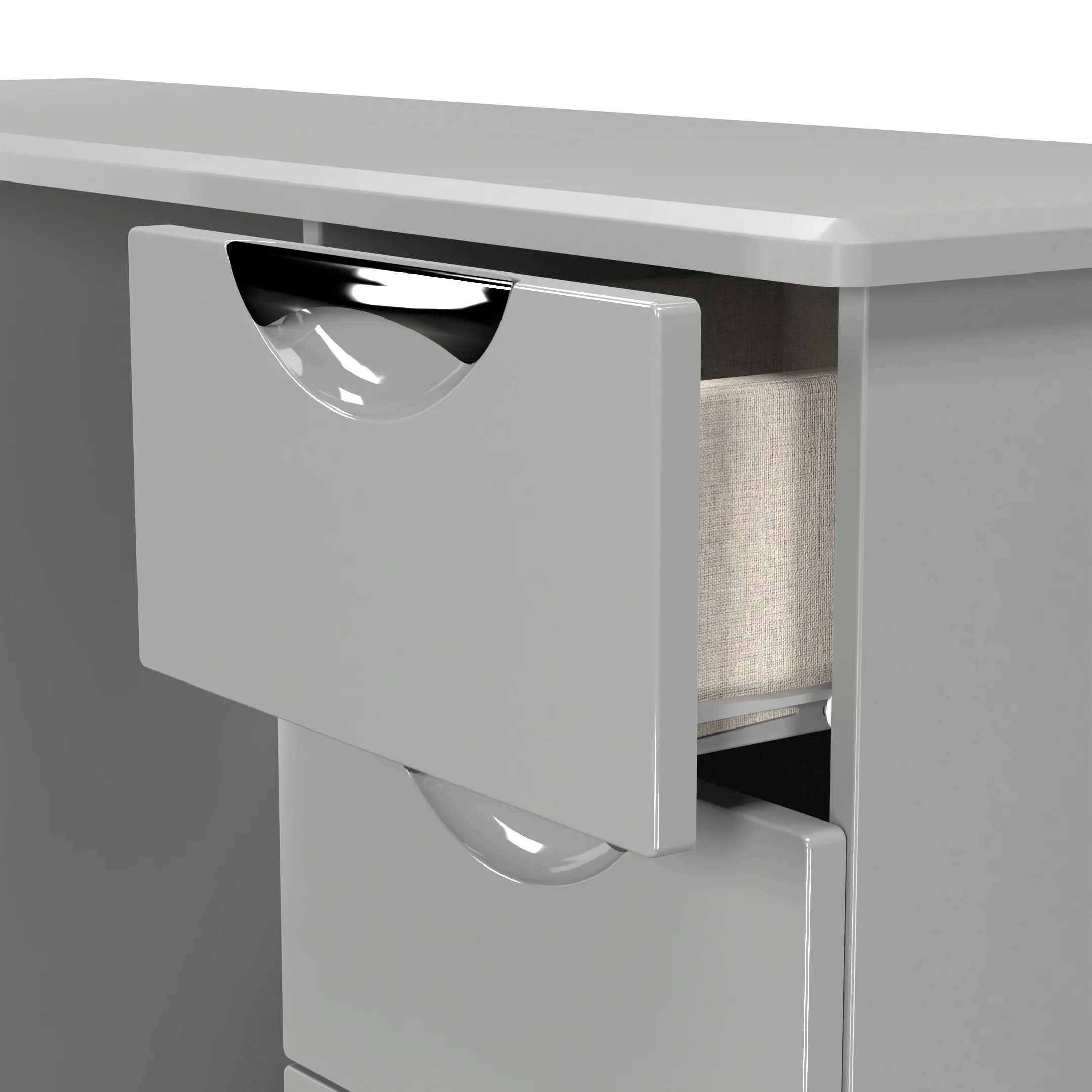 Camden Double Pedestal Desk in Grey Gloss & Dusk Grey - Ready Assembled - Image 6