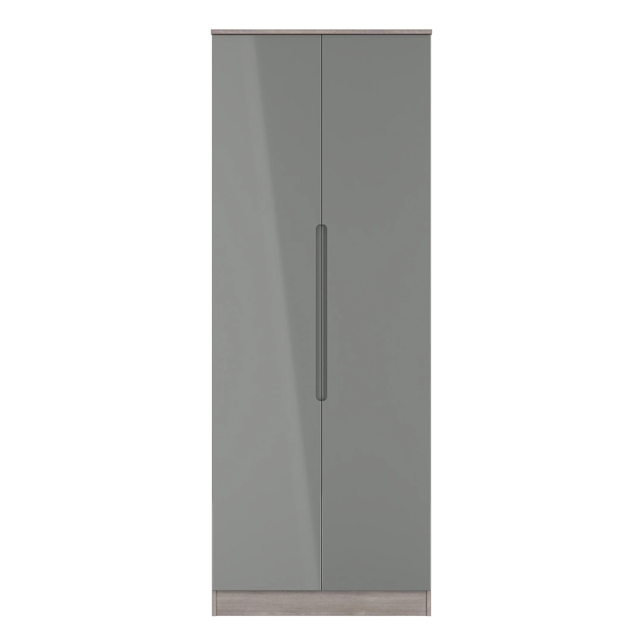 Cannes Ready Assembled 2 Door Wardrobe in Grey Gloss & Grey Oak - Image 2