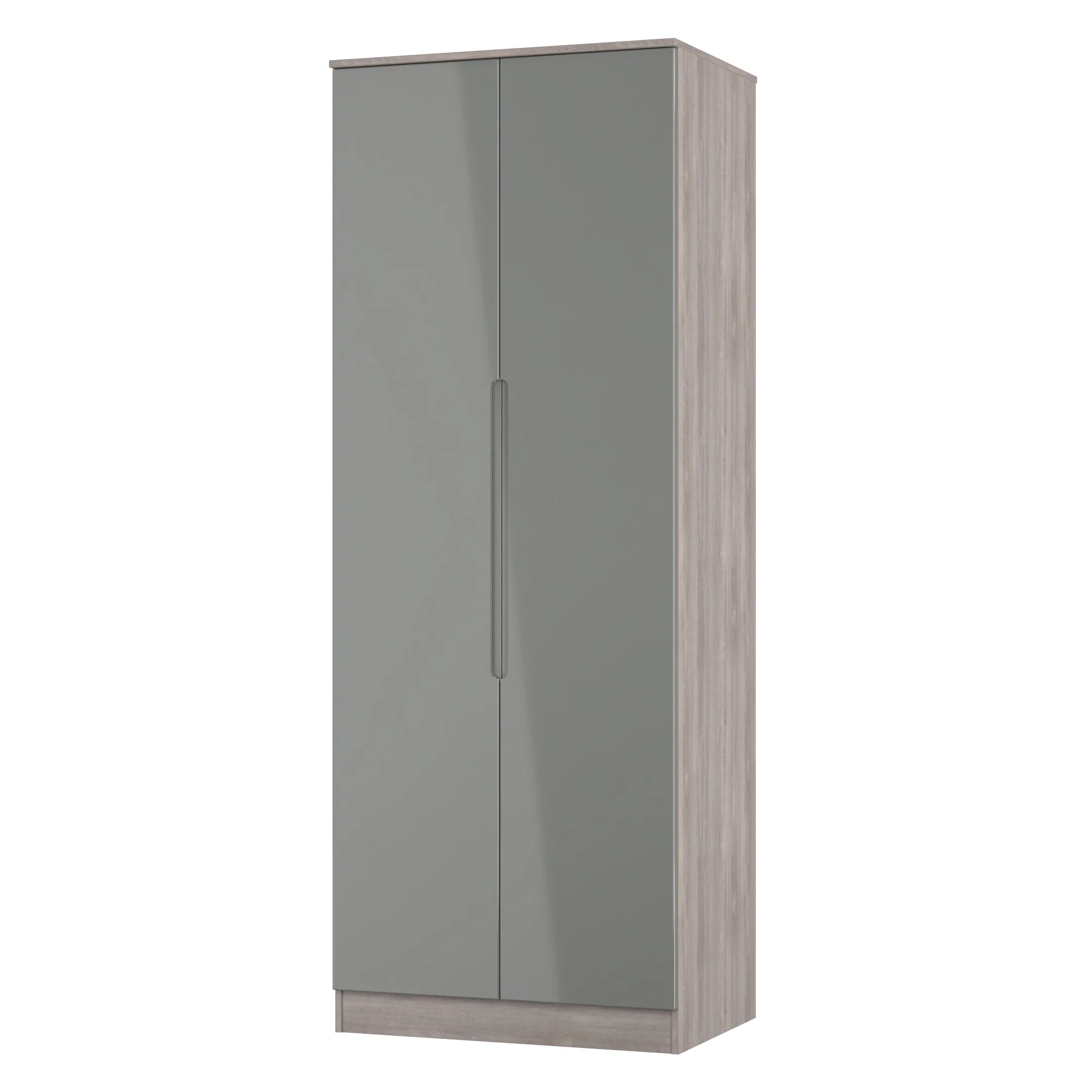 Cannes Ready Assembled 2 Door Wardrobe in Grey Gloss & Grey Oak - Image 4