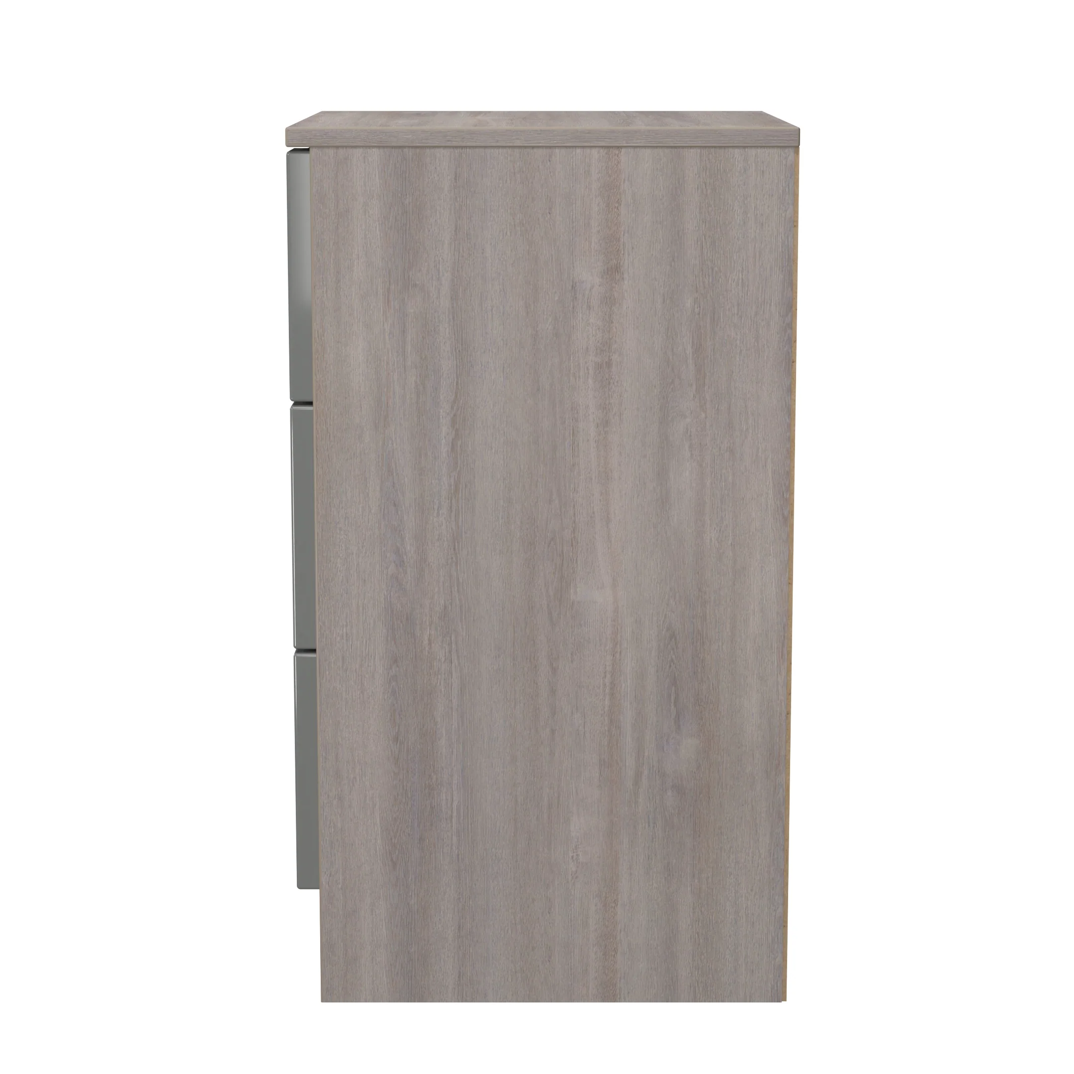 Cannes Ready Assembled 3 Drawer Bedside Cabinet in Grey Gloss & Grey Oak - Image 3