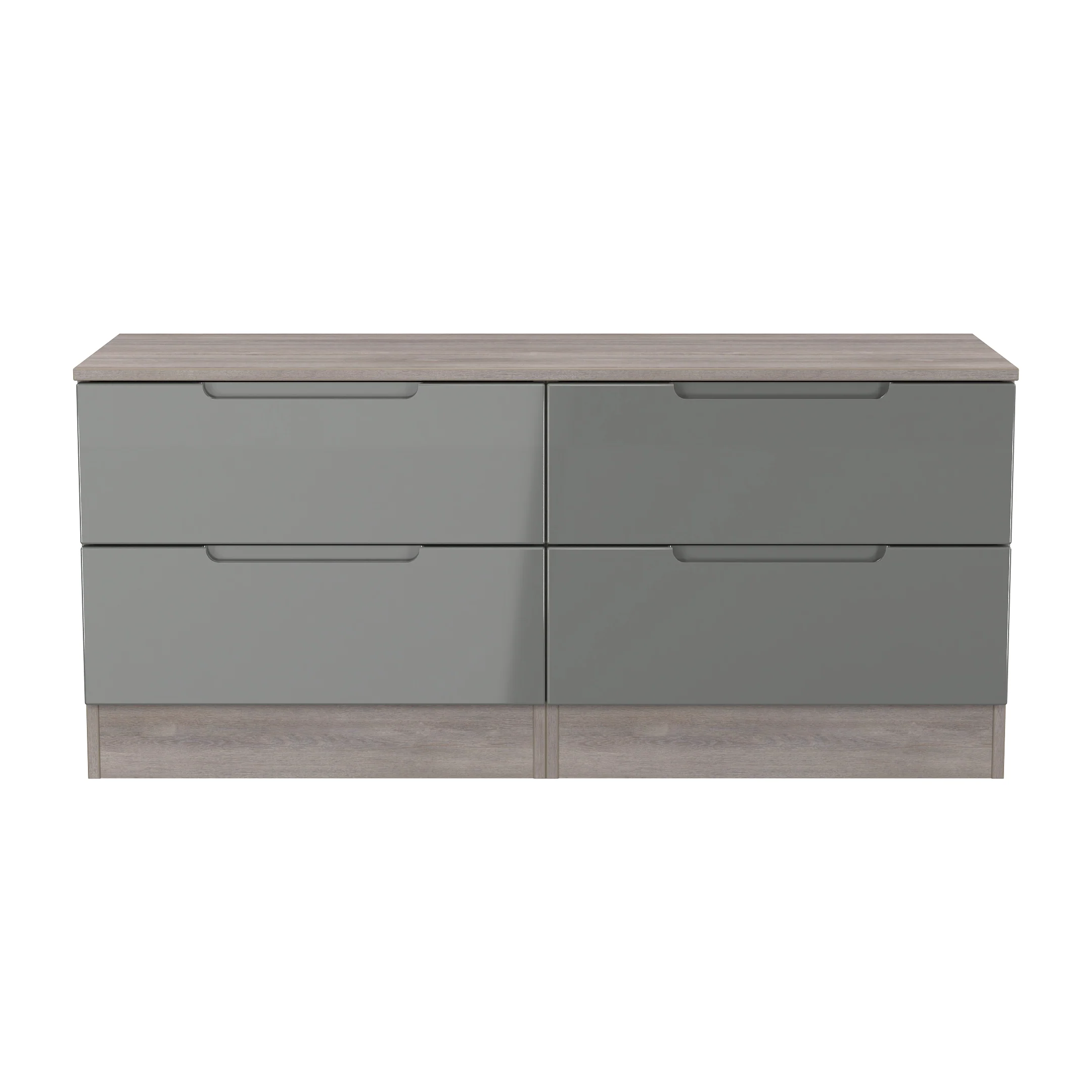 Cannes Ready Assembled 4 Drawer Bed Box in Grey Gloss & Grey Oak