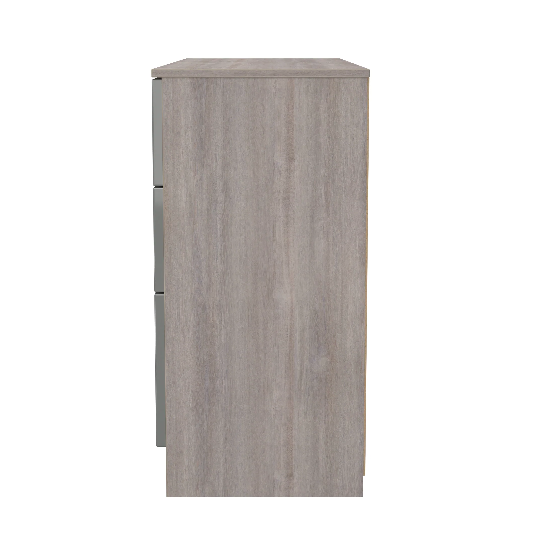 Cannes Ready Assembled 6 Drawer Wide Chest in Grey Gloss & Grey Oak - Image 3