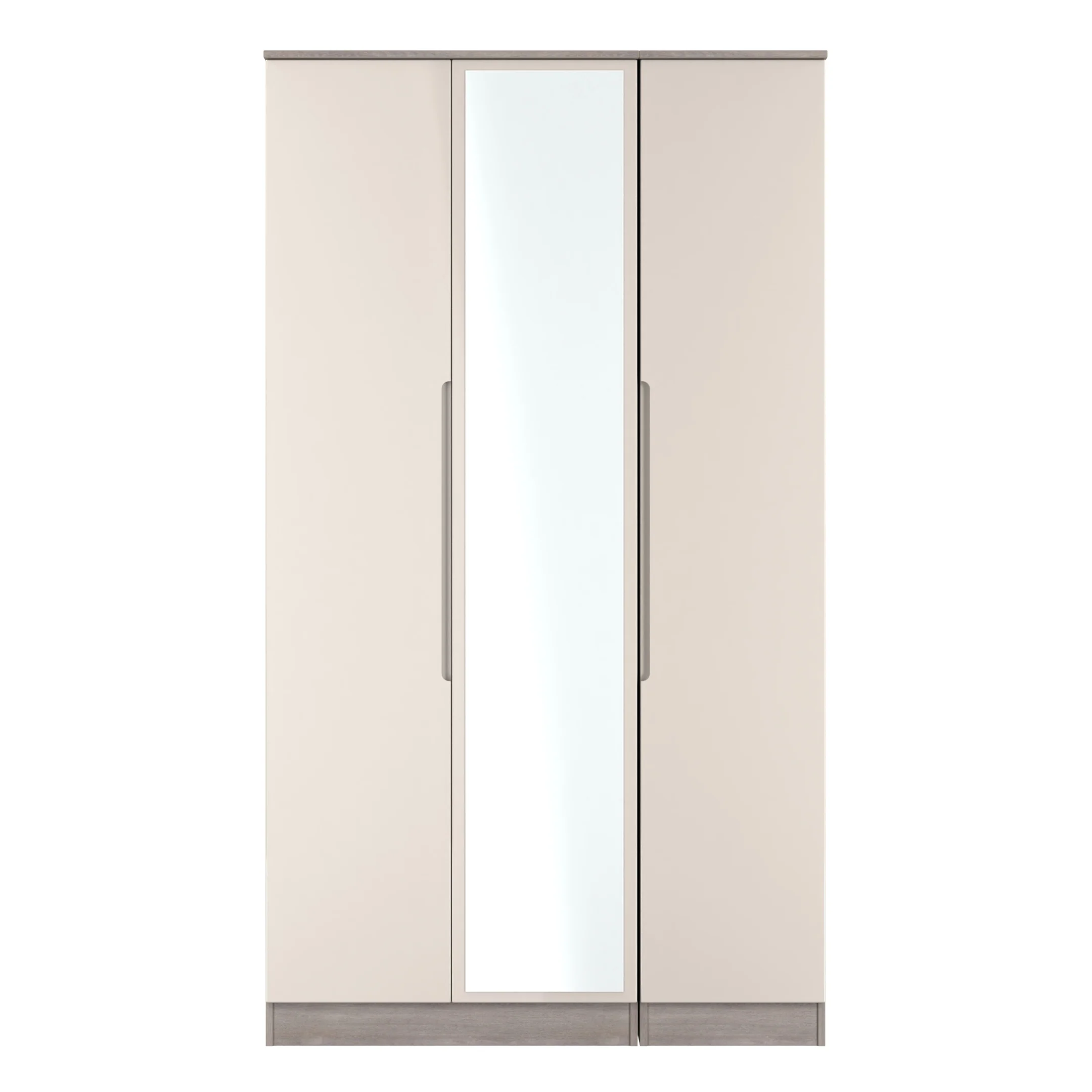 Cannes Ready Assembled Tall Triple Mirror Wardrobe in Kashmir Gloss & Grey Oak - Image 2