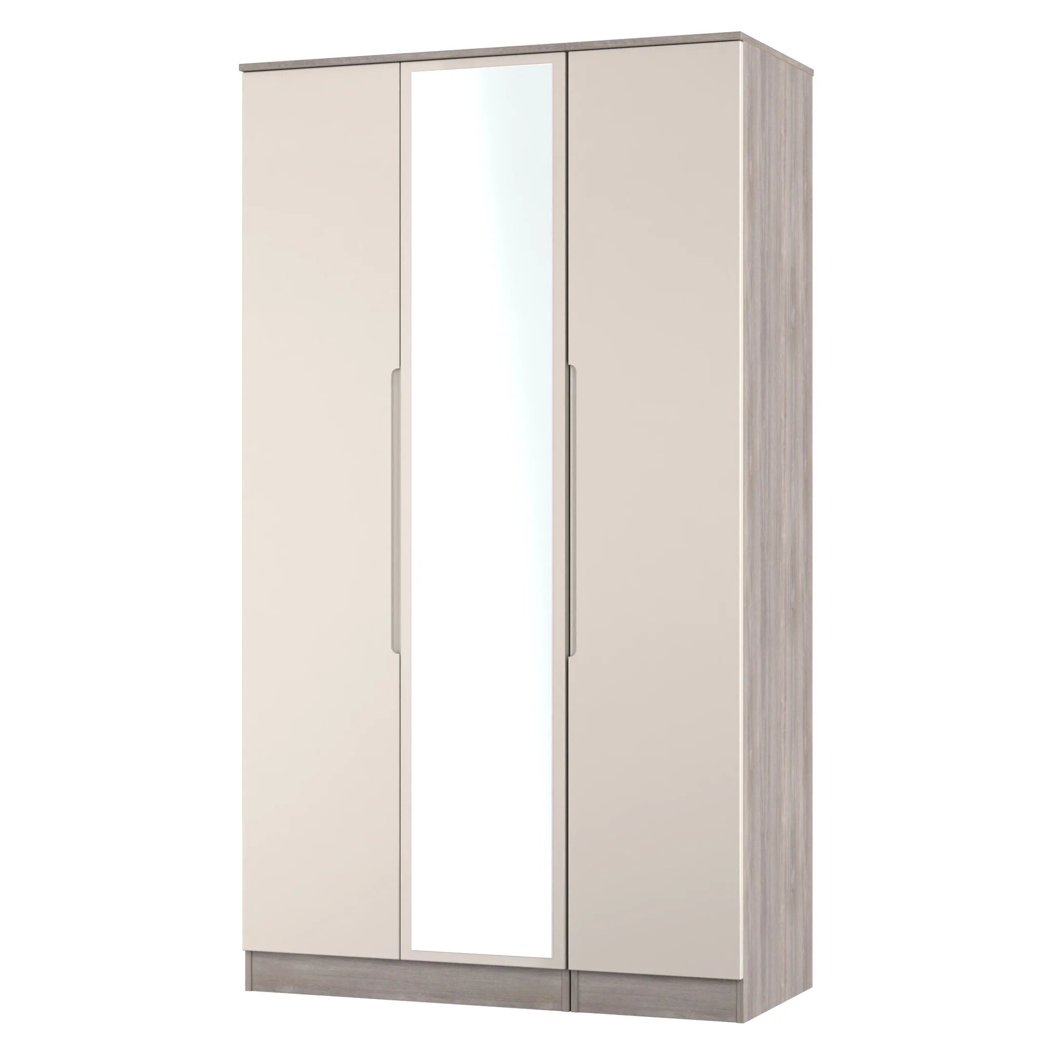 Cannes Ready Assembled Tall Triple Mirror Wardrobe in Kashmir Gloss & Grey Oak - Image 4