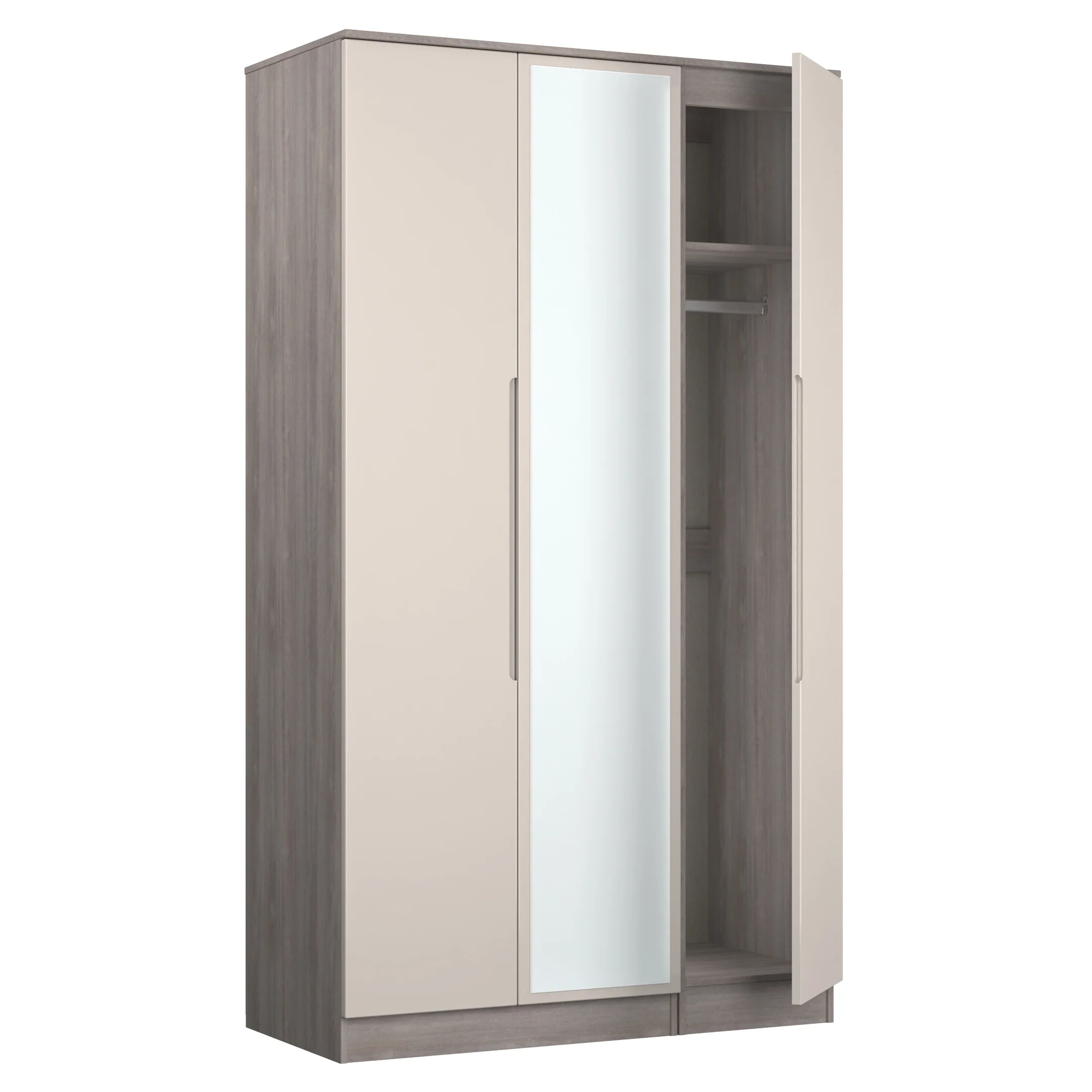 Cannes Ready Assembled Tall Triple Mirror Wardrobe in Kashmir Gloss & Grey Oak - Image 7