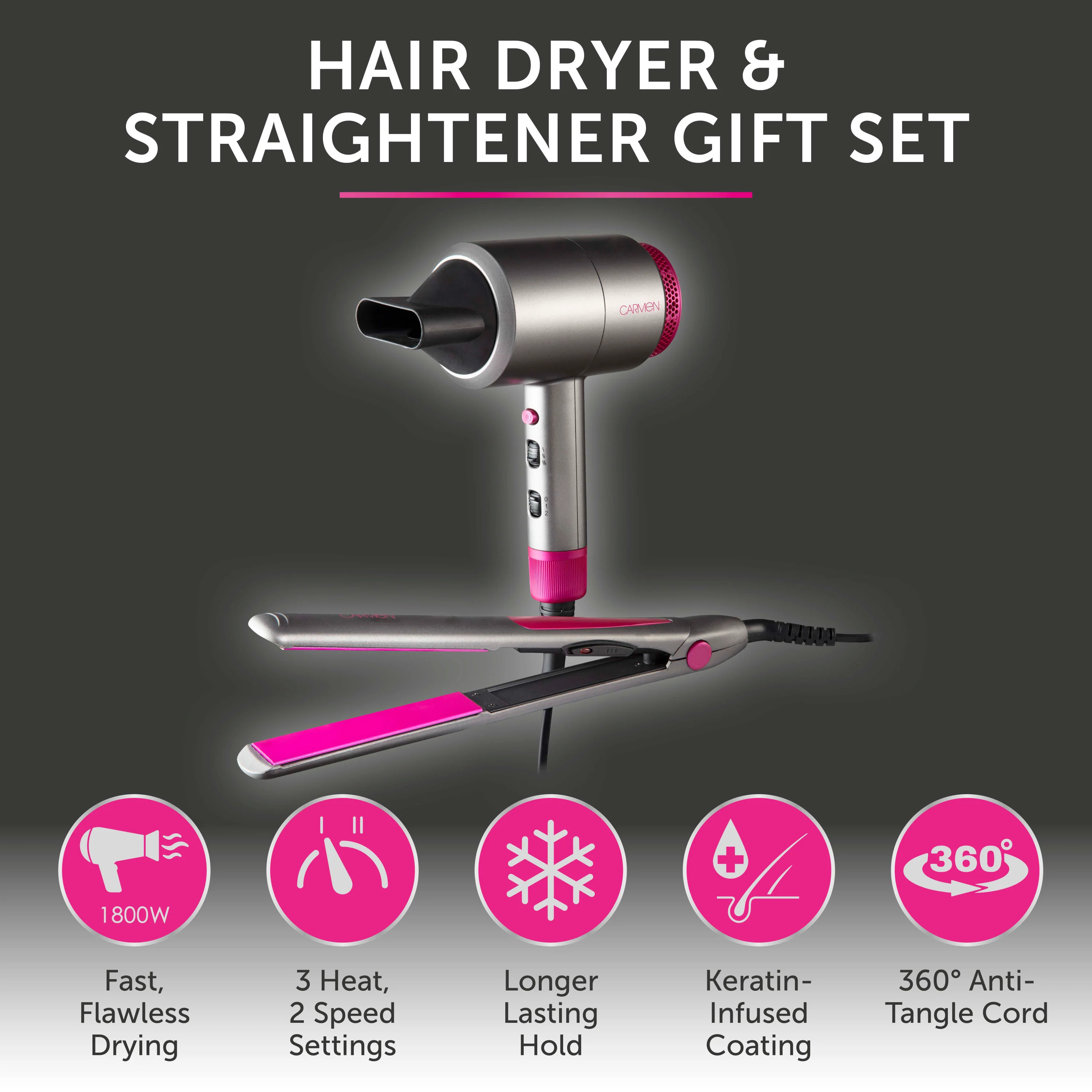 Carmen Neon Gift Hair Dryer & Straightener - Image 2