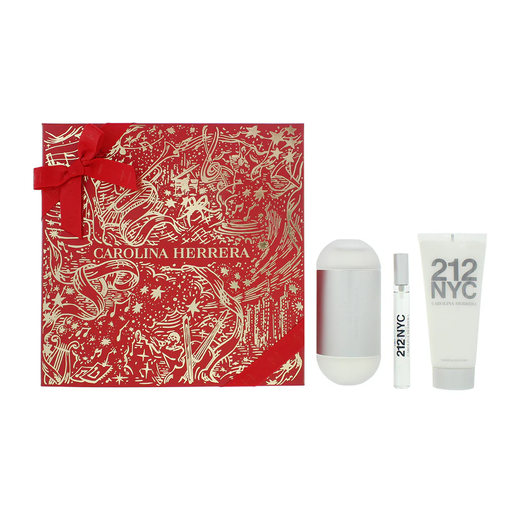 Carolina Herrera 212 Nyc 3 Piece Gift Set: Eau De Toilette 100ml - Eau De Toilette 10ml, And A Body Lotion 100ml