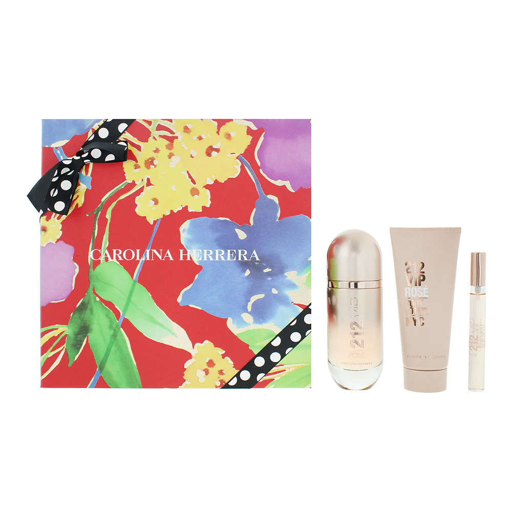 Carolina Herrera 212 Vip Rose 3 Piece Gift Set: Eau De Parfum 80ml