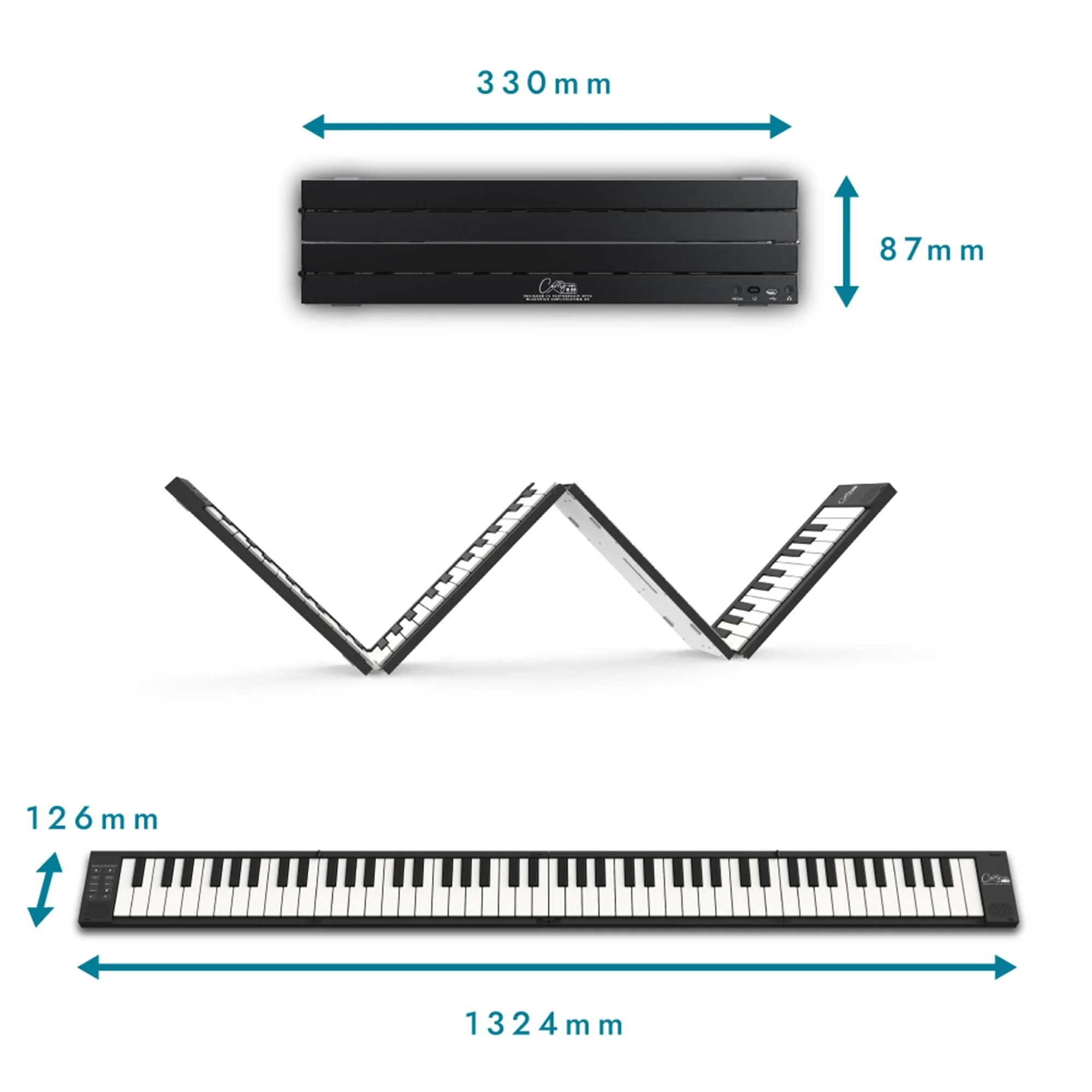 Carry-On 88 Key Touch Sensitive Folding Piano - Black - Image 2