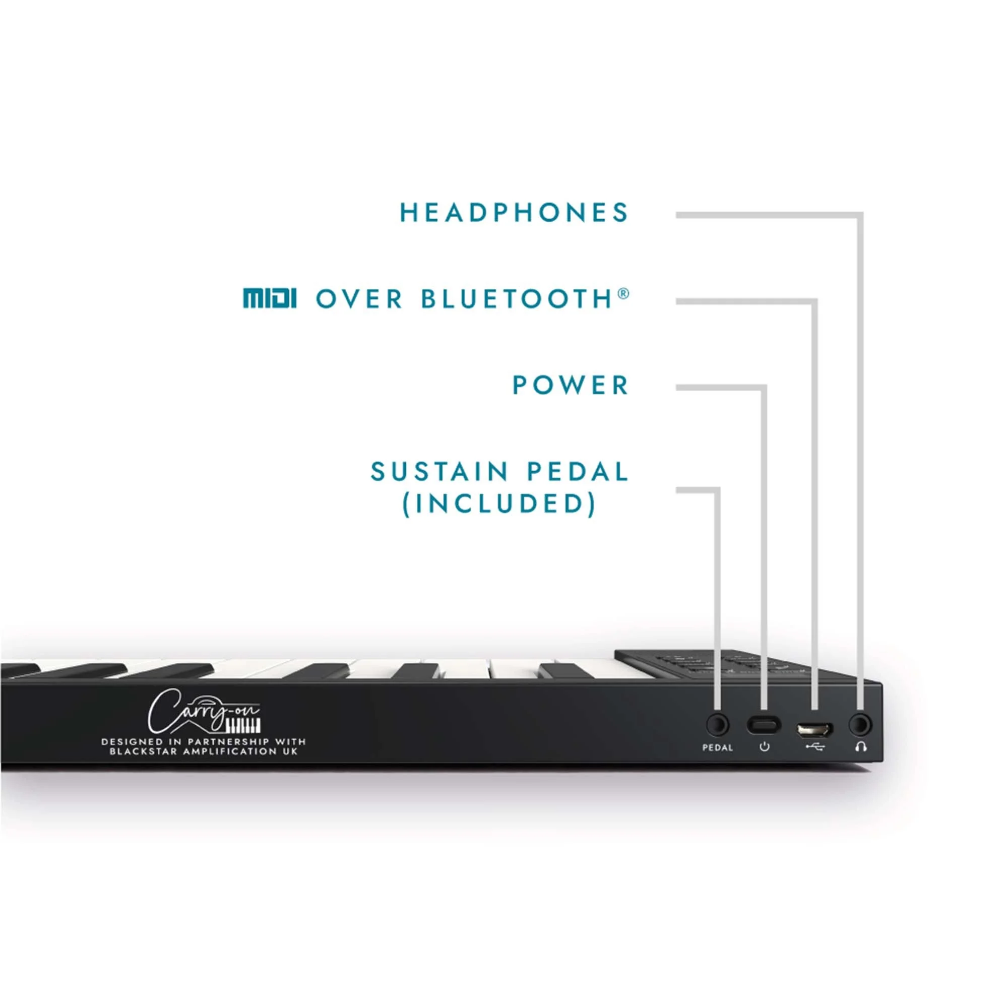Carry-On 88 Key Touch Sensitive Folding Piano - Black - Image 4