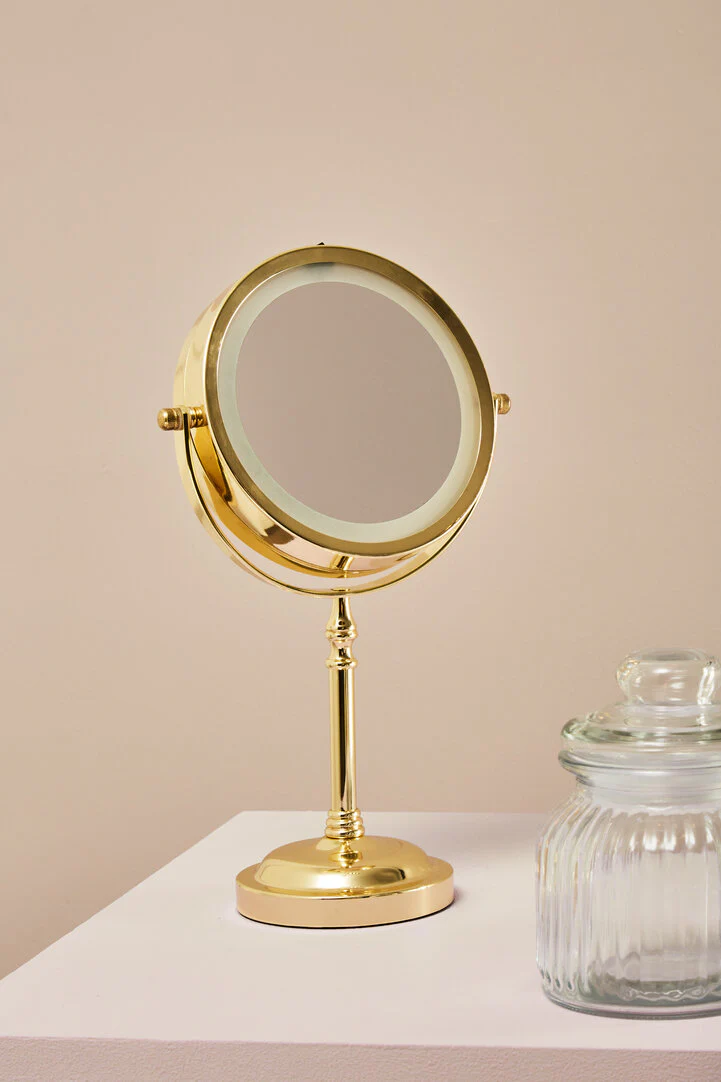 Cassini Gold Finish LED Small Table Mirror - Image 3
