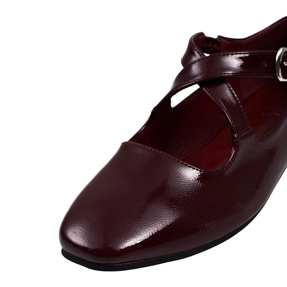 Casual Closed Toe Loafers Cross-Strap Mary Jane Shoes With Low Heel - Image 9