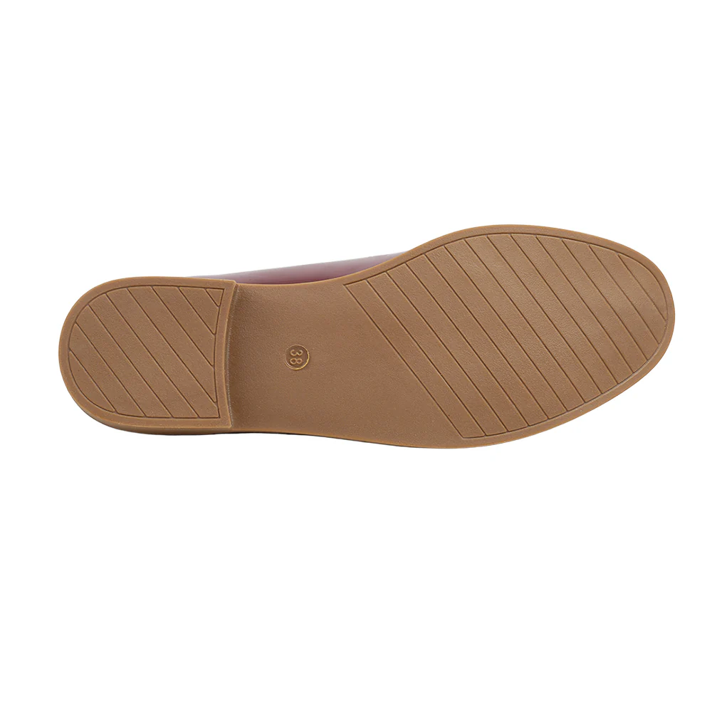 Casual Closed Toe Slip-on Chain Loafers with Low Heel - Red - Image 6
