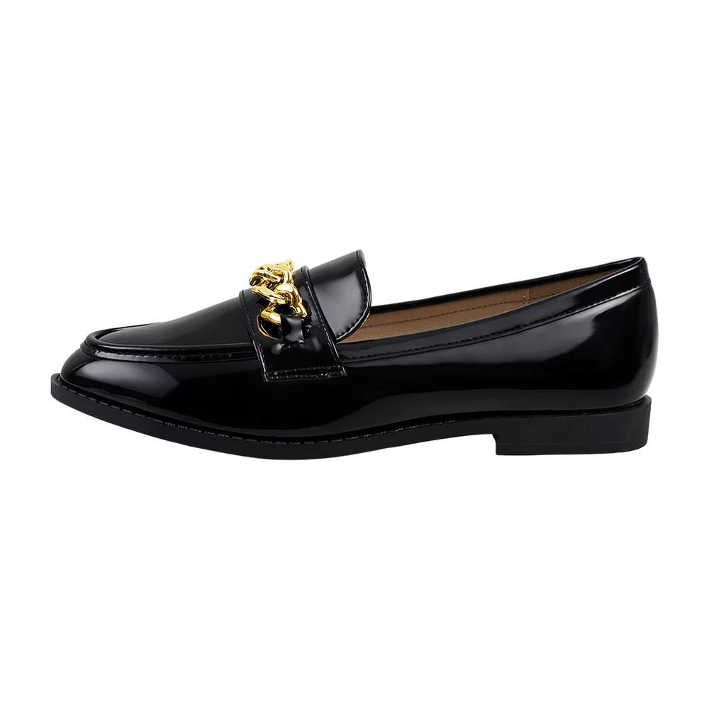 Casual Closed Toe Slip-on Chain Loafers with Low Heel - Image 5