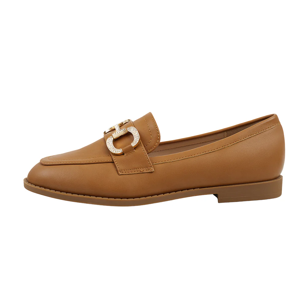 Casual Closed Toe Slip-on Horsebit PU Loafer - Tan - Image 6