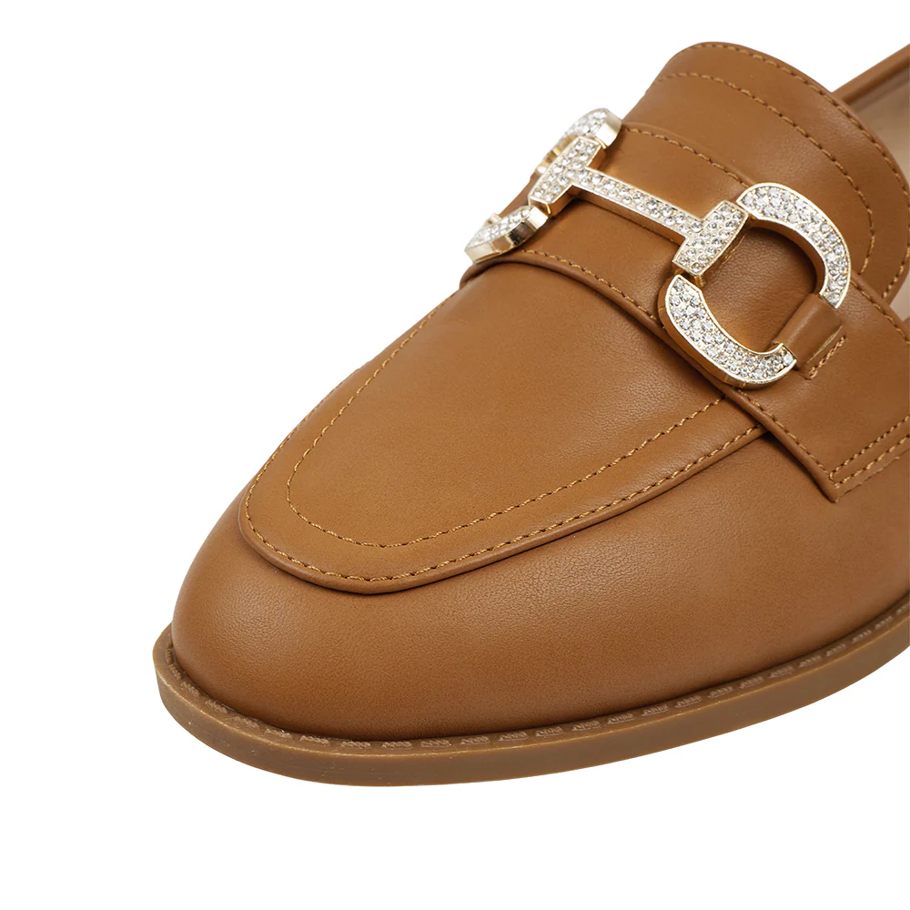 Casual Closed Toe Slip-on Horsebit PU Loafer - Tan - Image 7