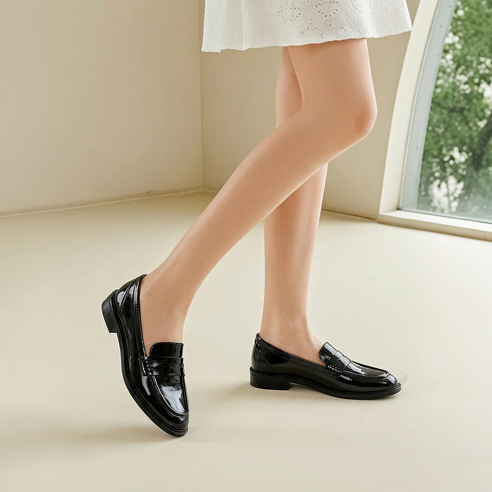 Casual Closed Toe Slip-on Penny Loafers with Low Heel - Image 2