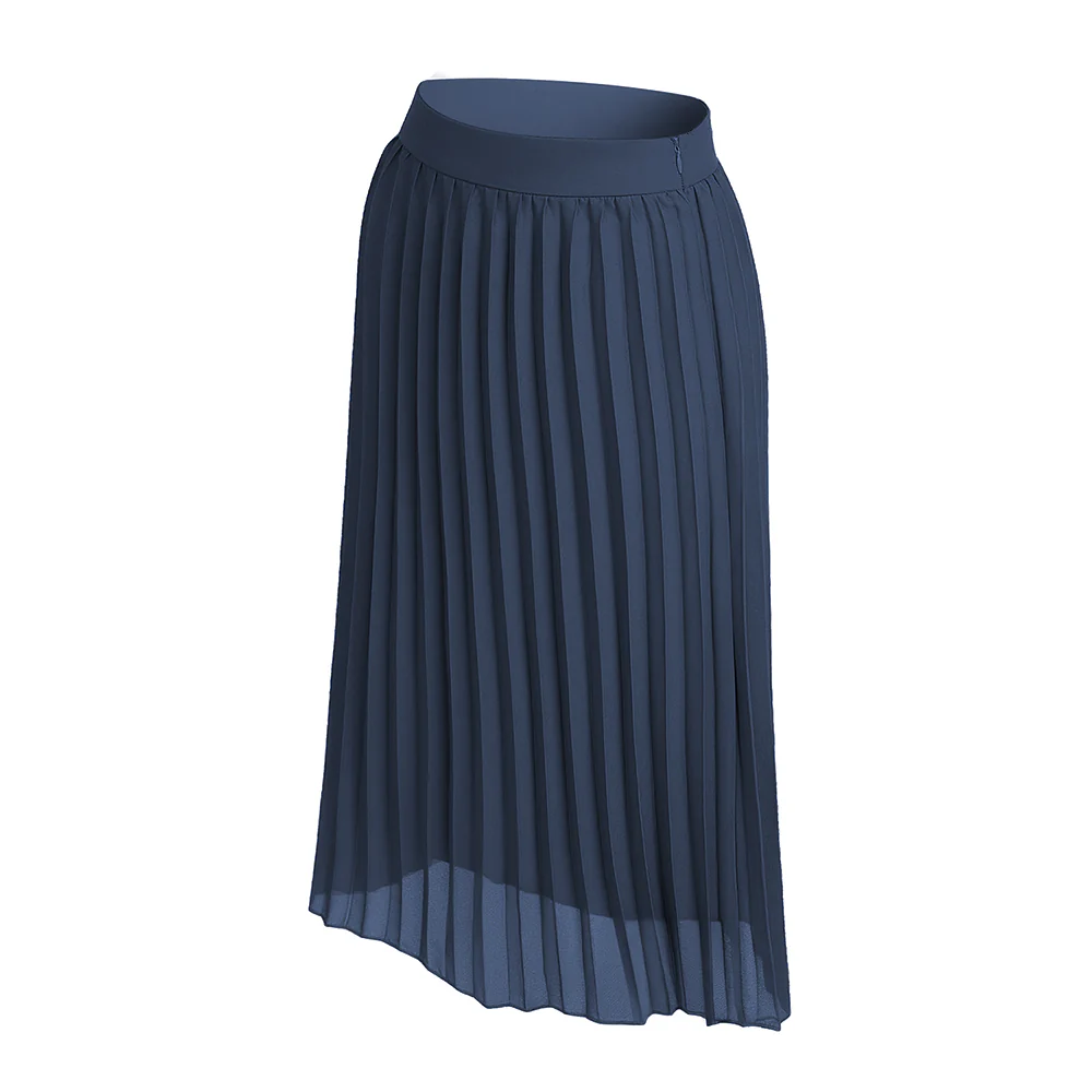 Casual High-Waisted A-Line Pleated Skirt - Blue - Image 5