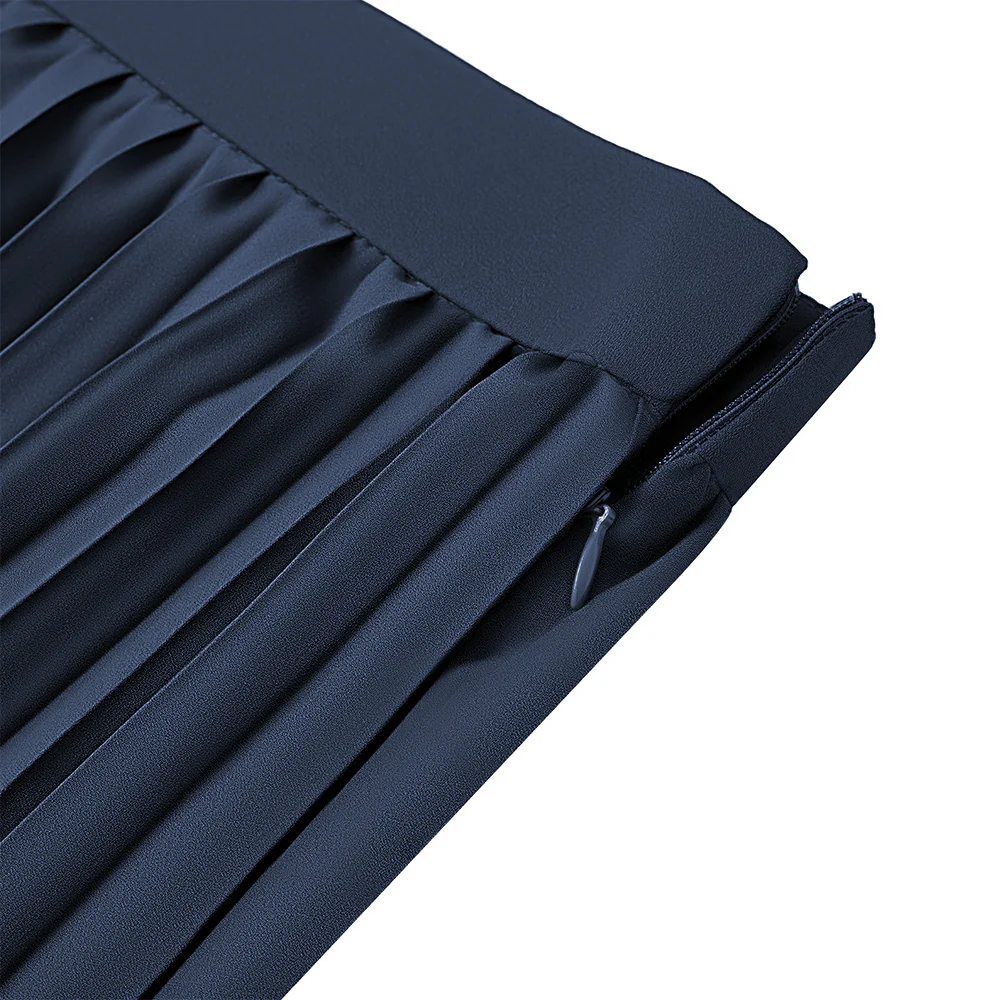 Casual High-Waisted A-Line Pleated Skirt - Blue - Image 6
