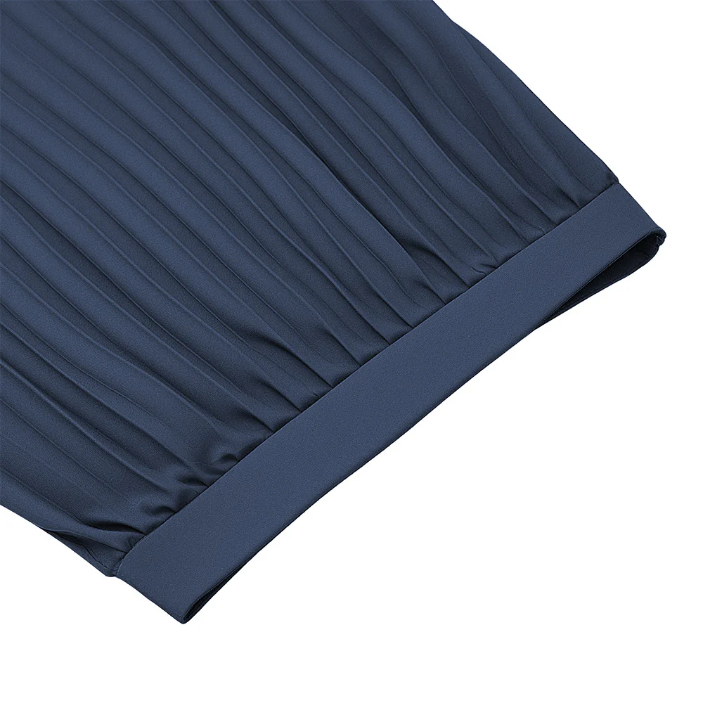 Casual High-Waisted A-Line Pleated Skirt - Blue - Image 7