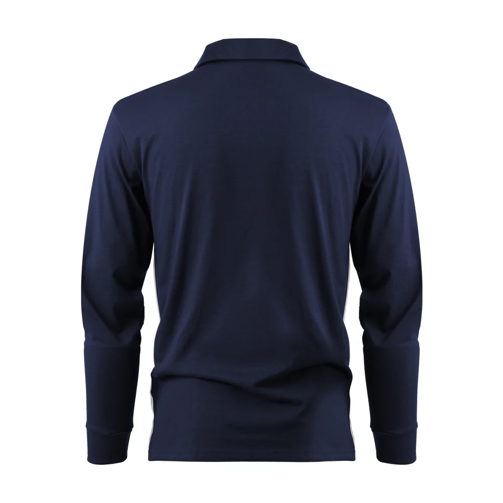 Casual Quarter Zip Turn Down Collar Long Sleeve Polo Shirt - Image 3