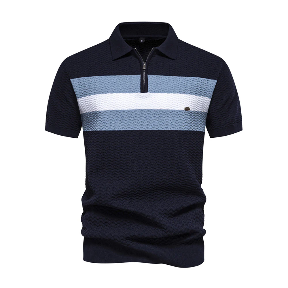 Casual Quarter Zip Turn Down Collar Short Sleeve Polo Shirts - Image 2