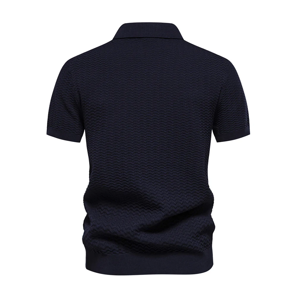 Casual Quarter Zip Turn Down Collar Short Sleeve Polo Shirts - Image 3