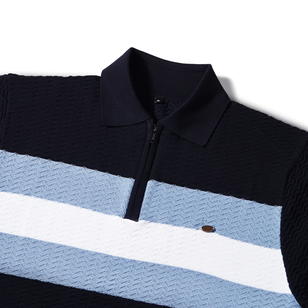 Casual Quarter Zip Turn Down Collar Short Sleeve Polo Shirts - Image 4
