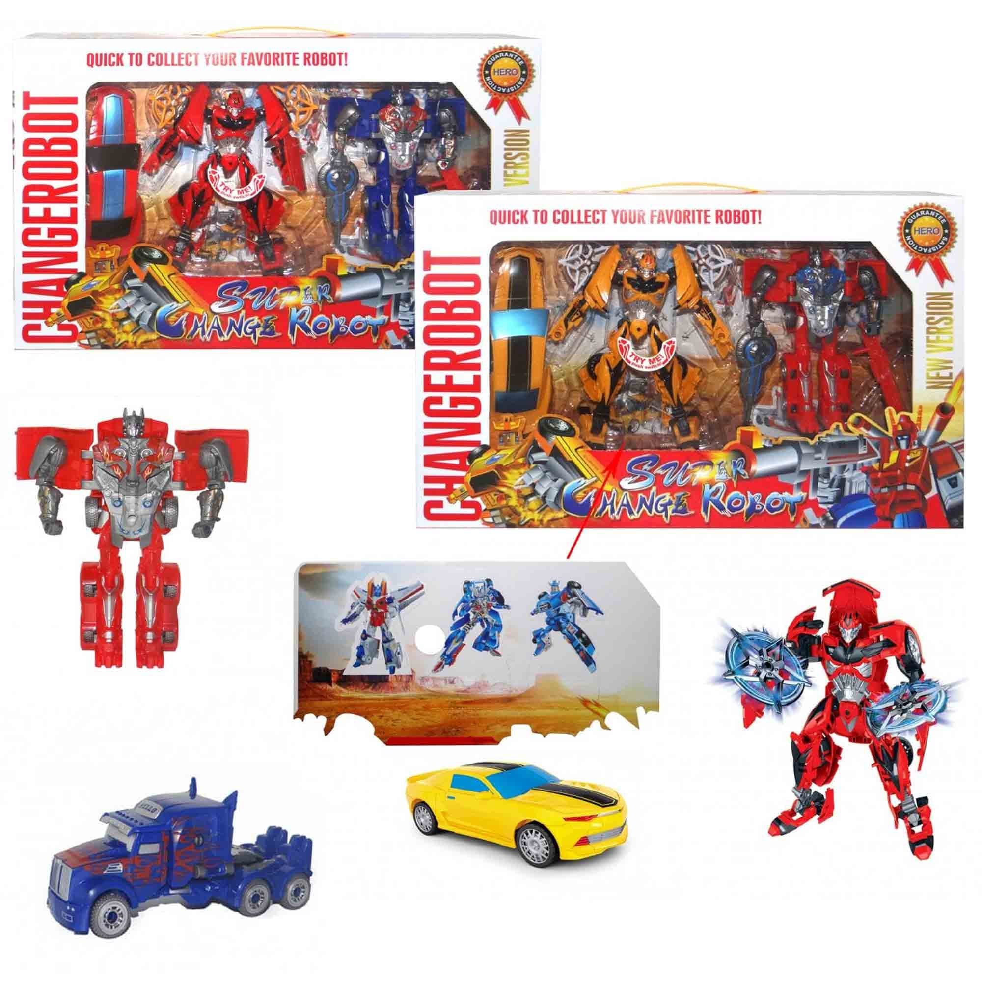 Light & Sound 2 Super Change Vehicle Transforming Robots Childrens Kids Toys