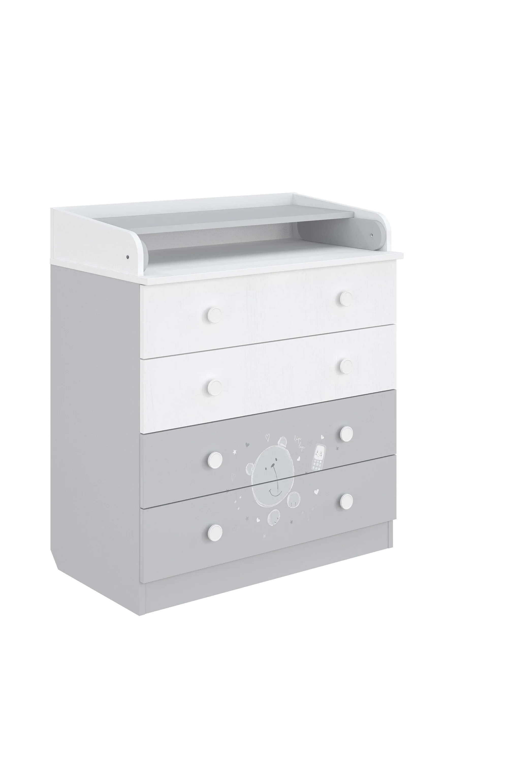 Changing Dresser 800 Shefa Kids, Teddy, White-grey
