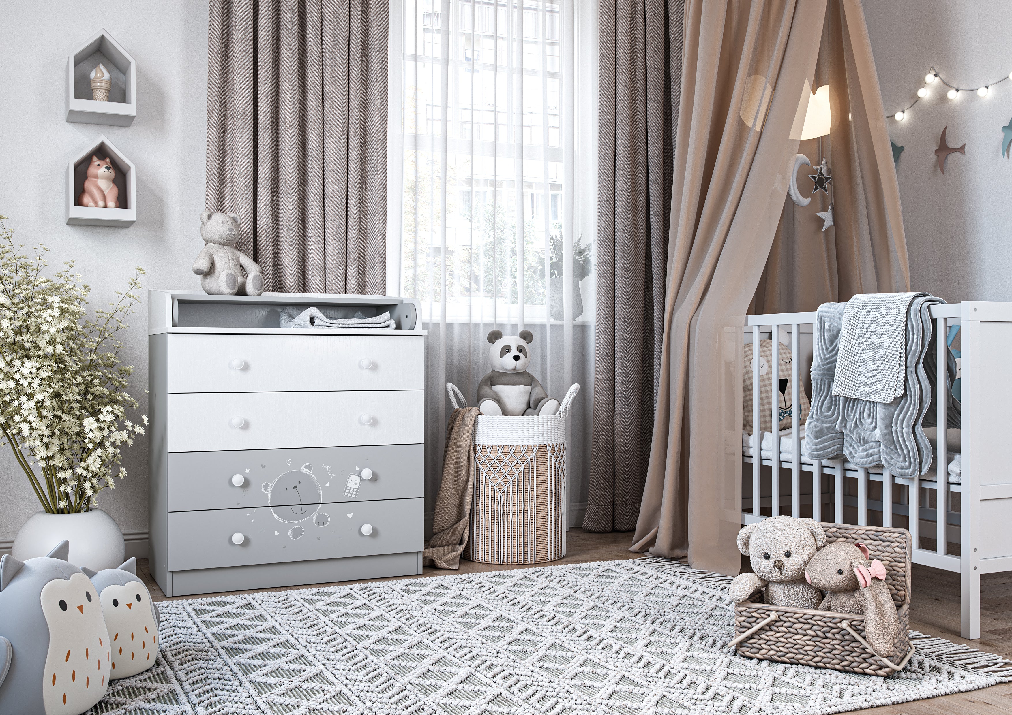 Changing Dresser 800 Shefa Kids, Teddy, White-grey - Image 6