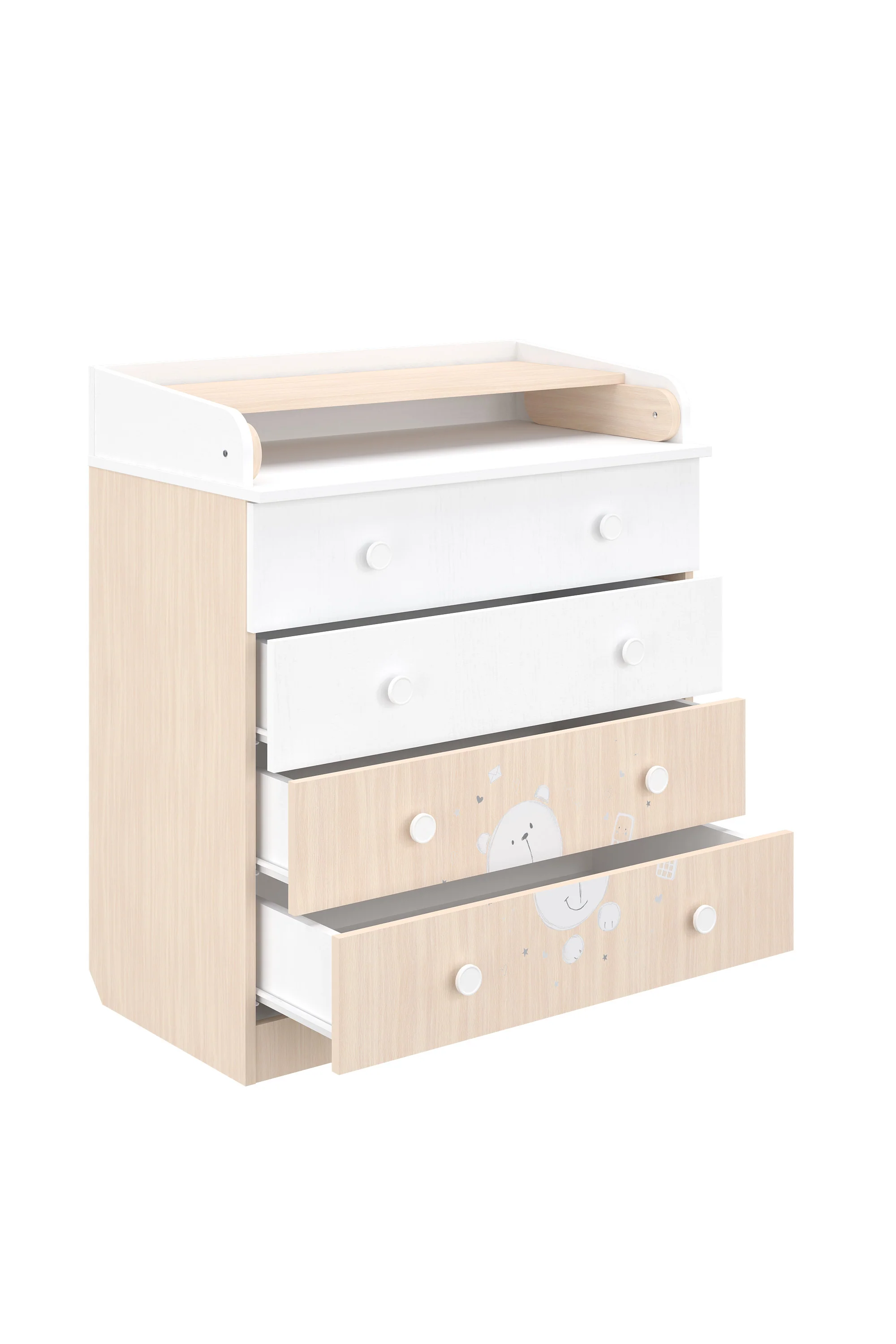 Changing dresser 800 Shefa Kids, Teddy, white-pastel oak - Image 3