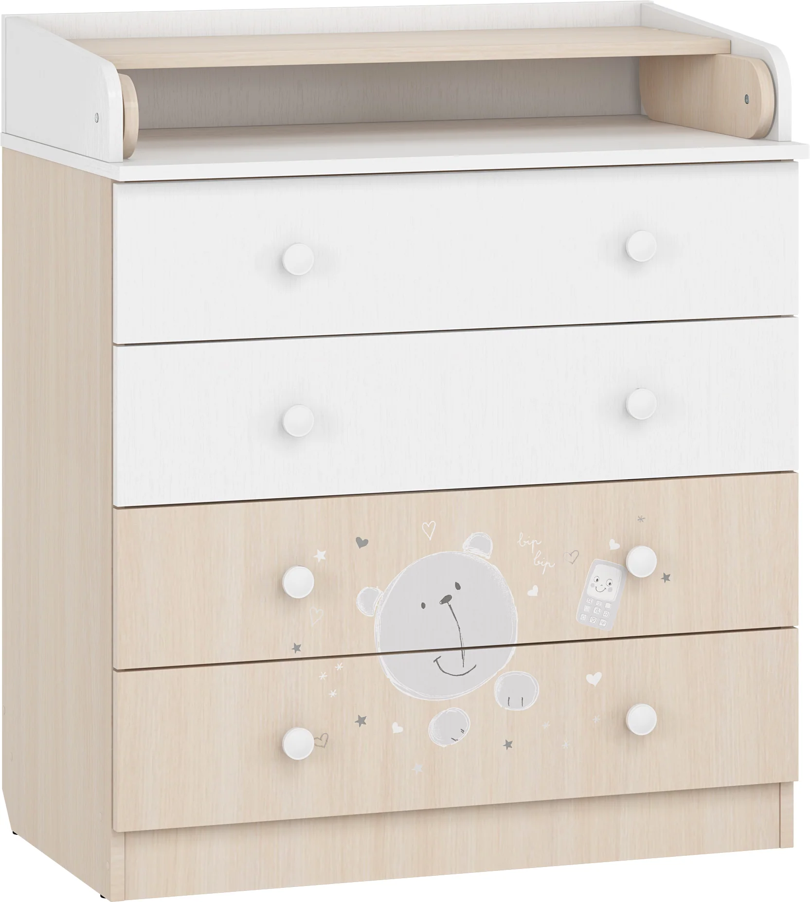 Changing dresser 800 Shefa Kids, Teddy, white-pastel oak - Image 6