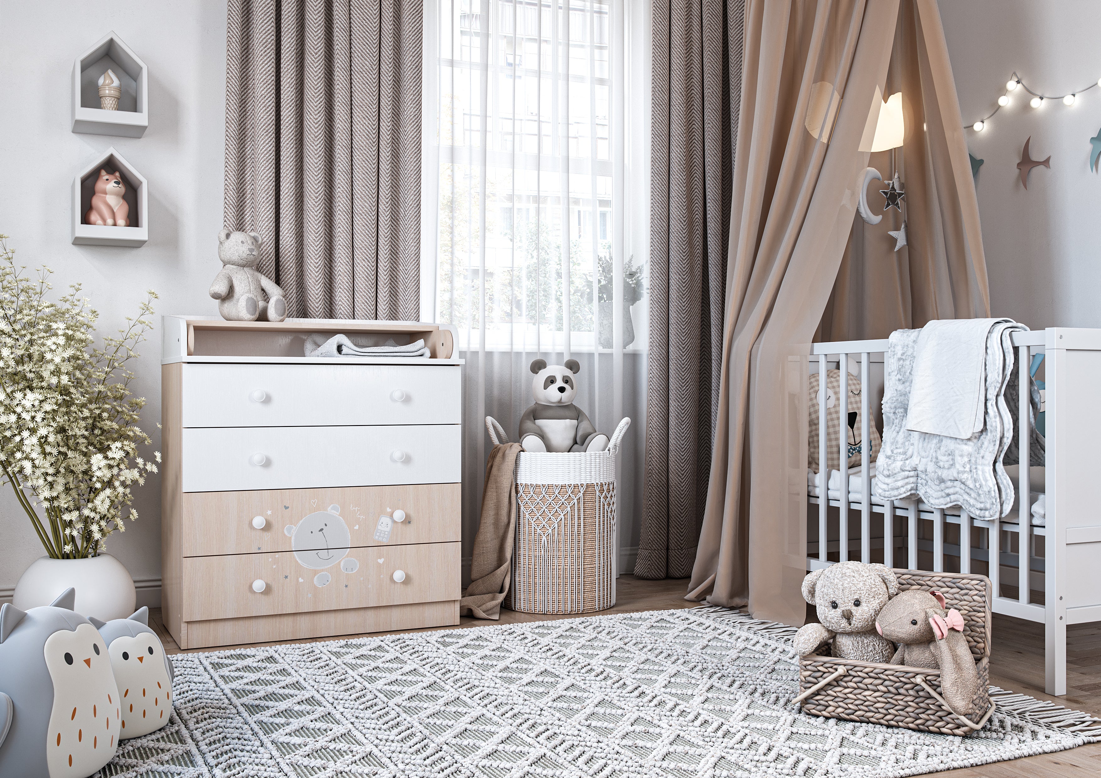 Changing dresser 800 Shefa Kids, Teddy, white-pastel oak - Image 7