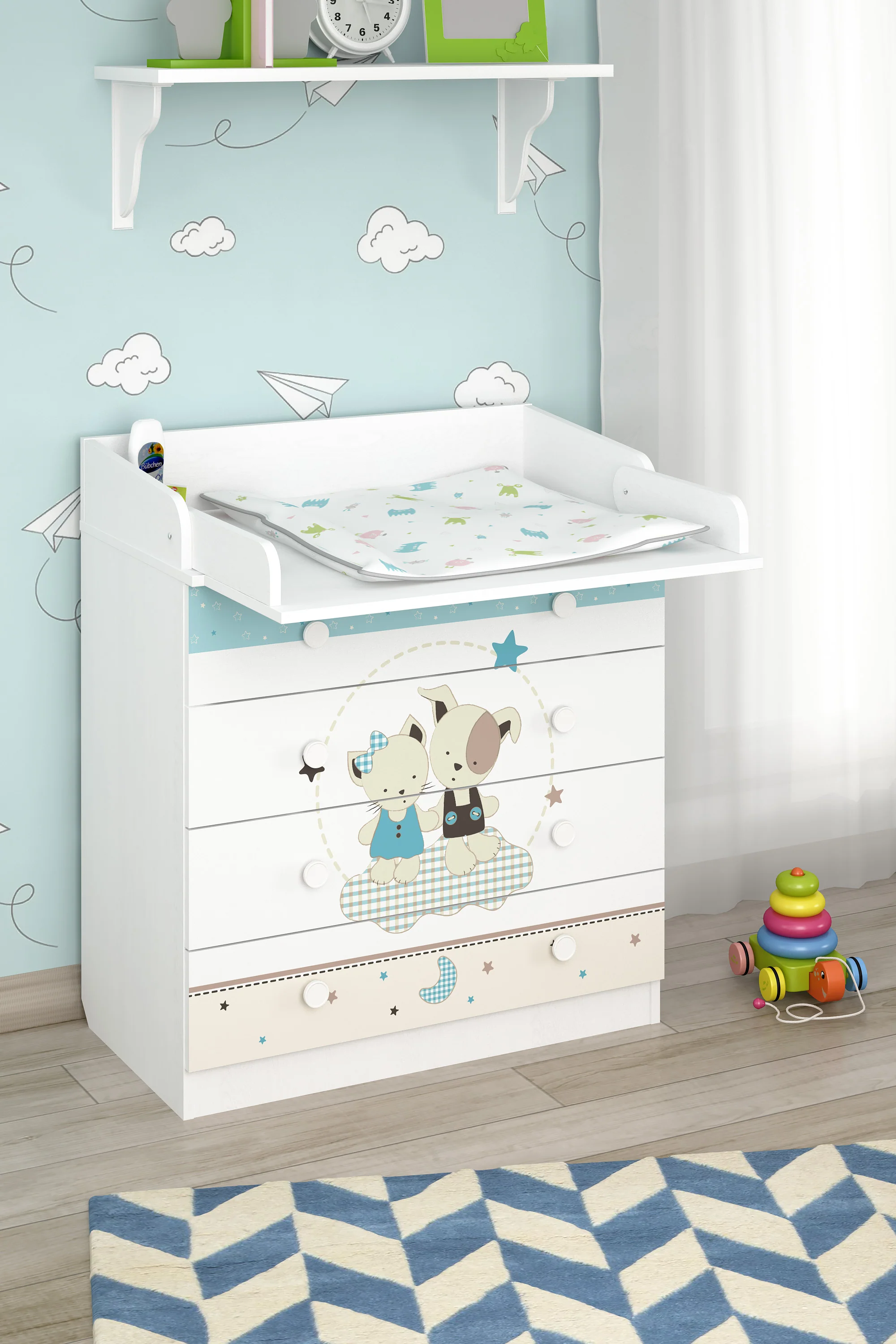 Changing Dresser 800 Shefa Kids, White, Best Friends - Image 4