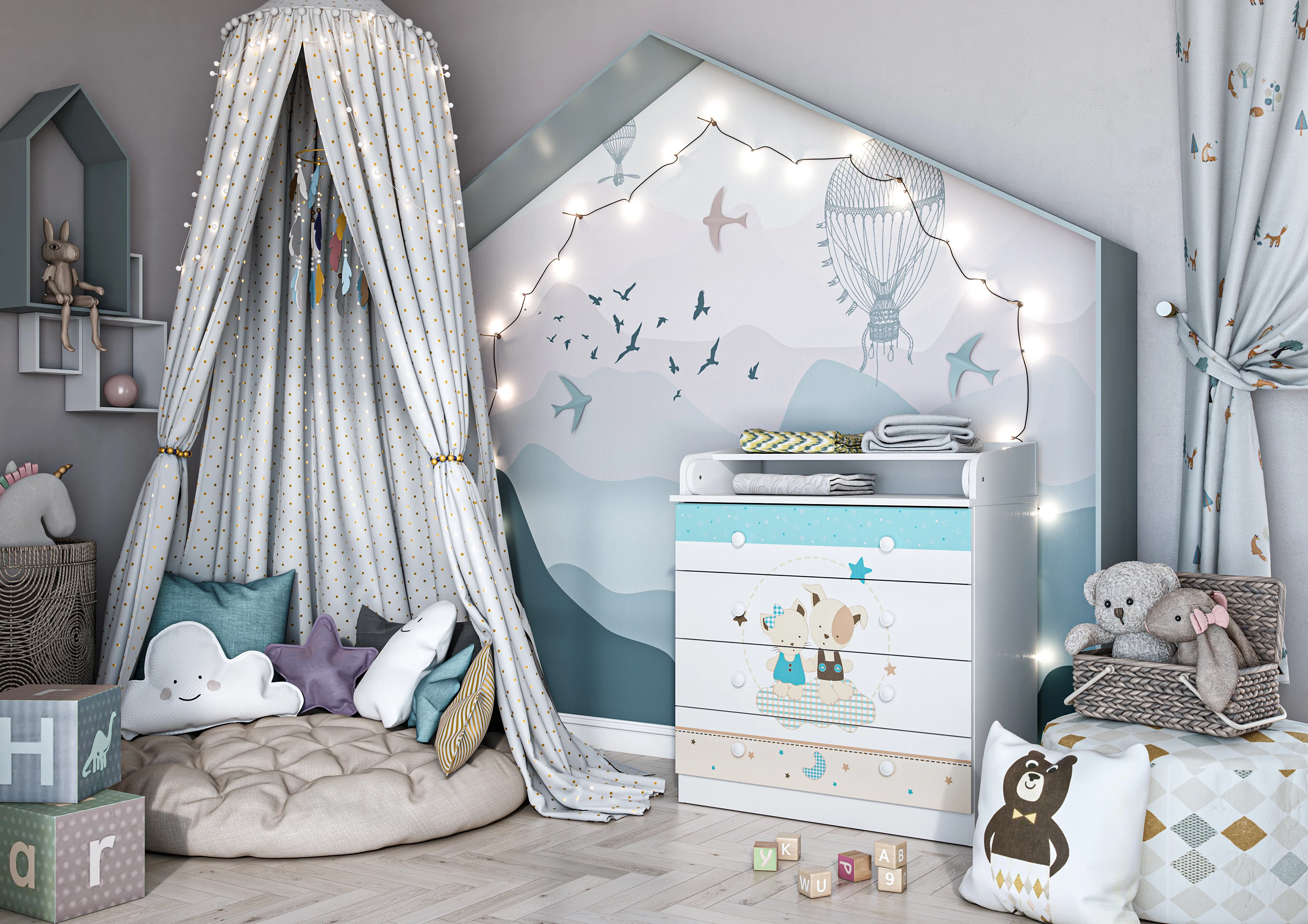 Changing Dresser 800 Shefa Kids, White, Best Friends - Image 7