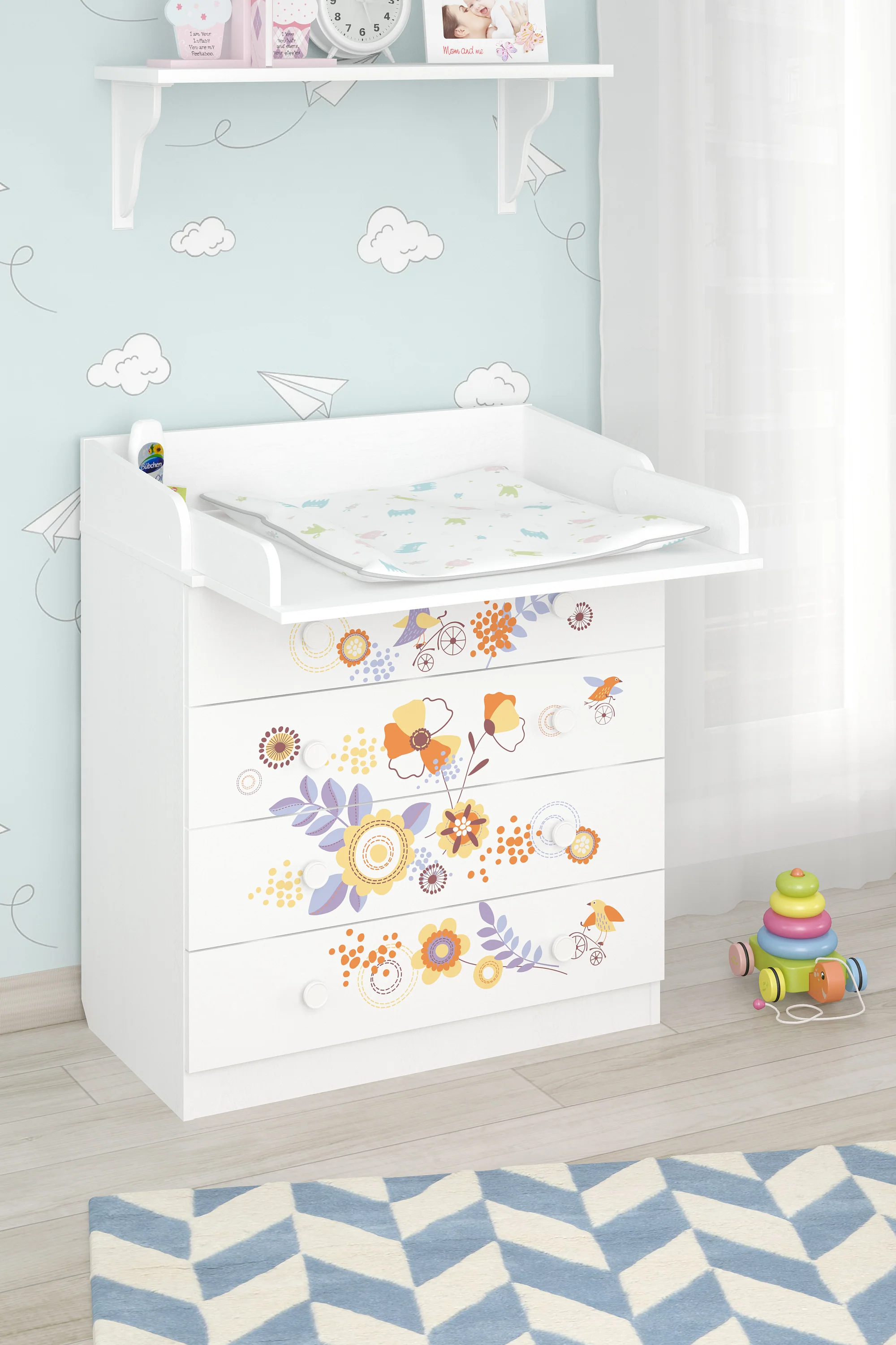 Changing Dresser 800 Shefa Kids, White, Bike Tour - Image 5