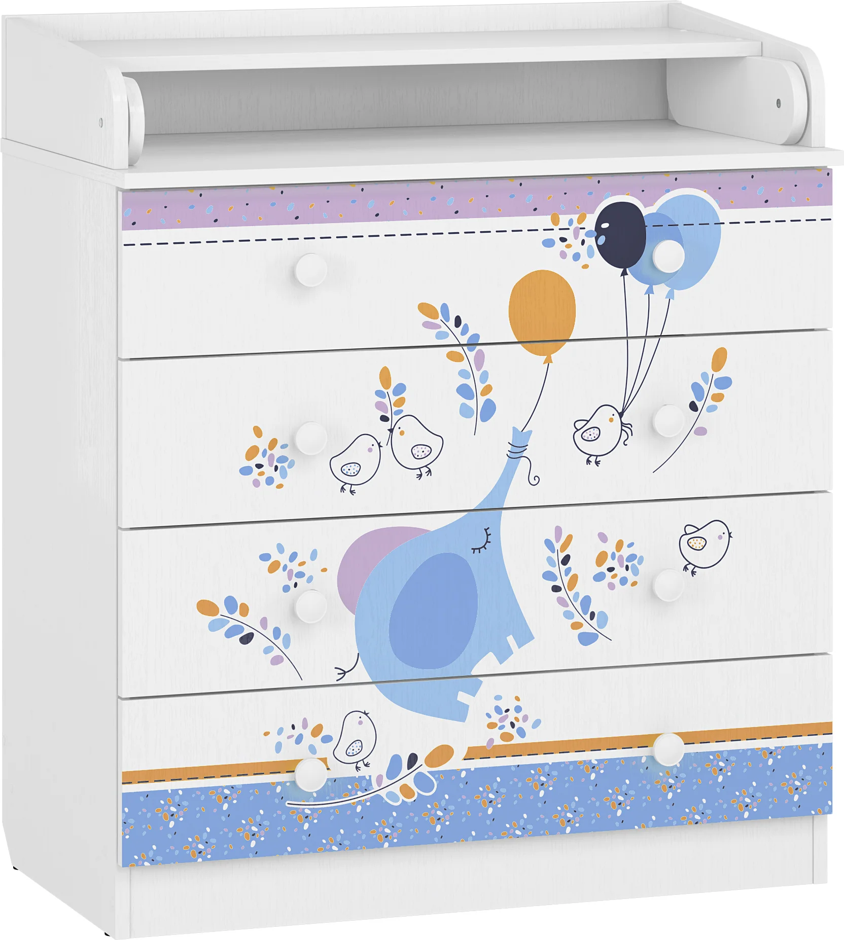 Changing Dresser 800 Shefa Kids, White, Elephant With Balloon - Image 5