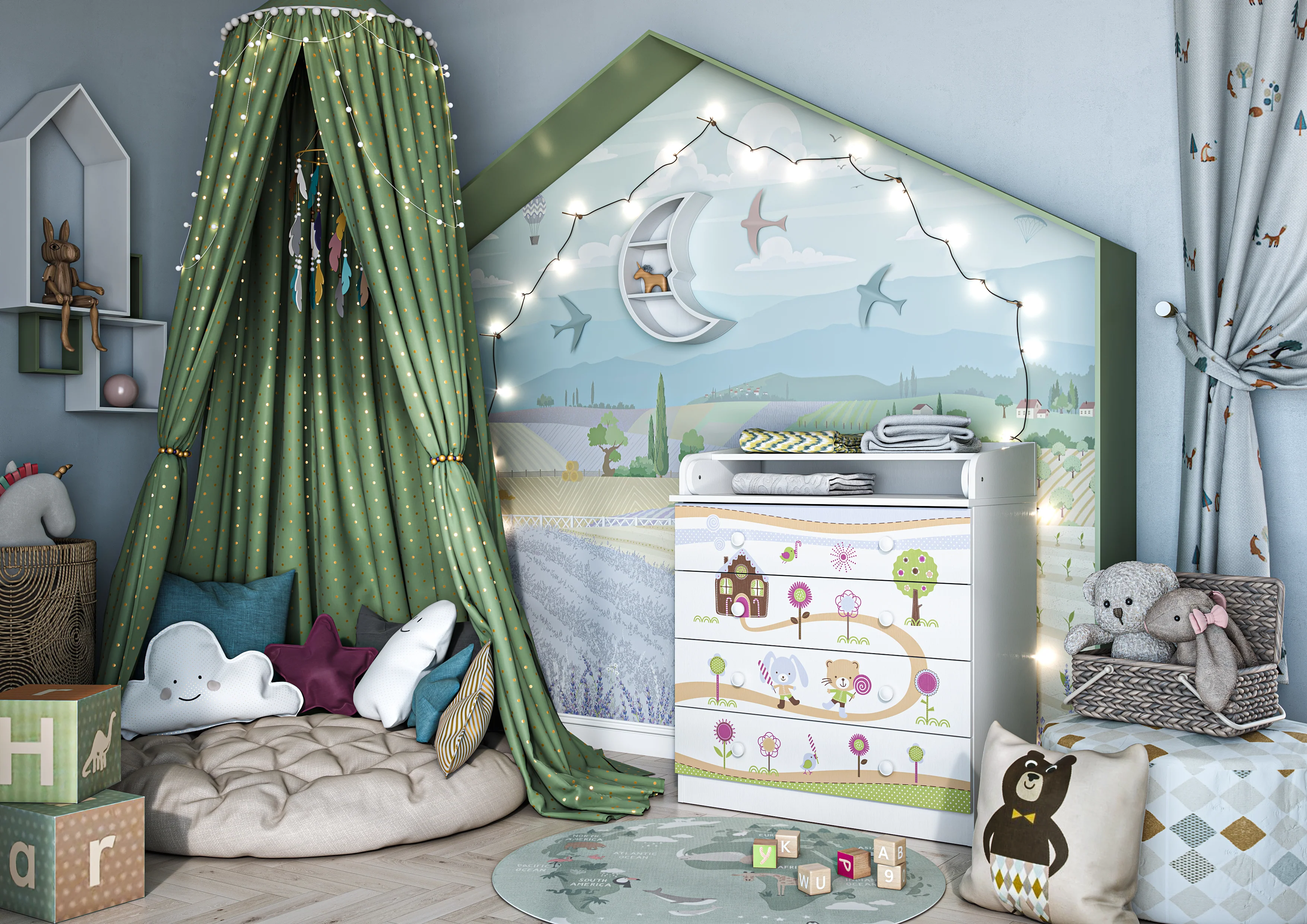 Changing Dresser 800 Shefa Kids, White, Gingerbread House - Image 6
