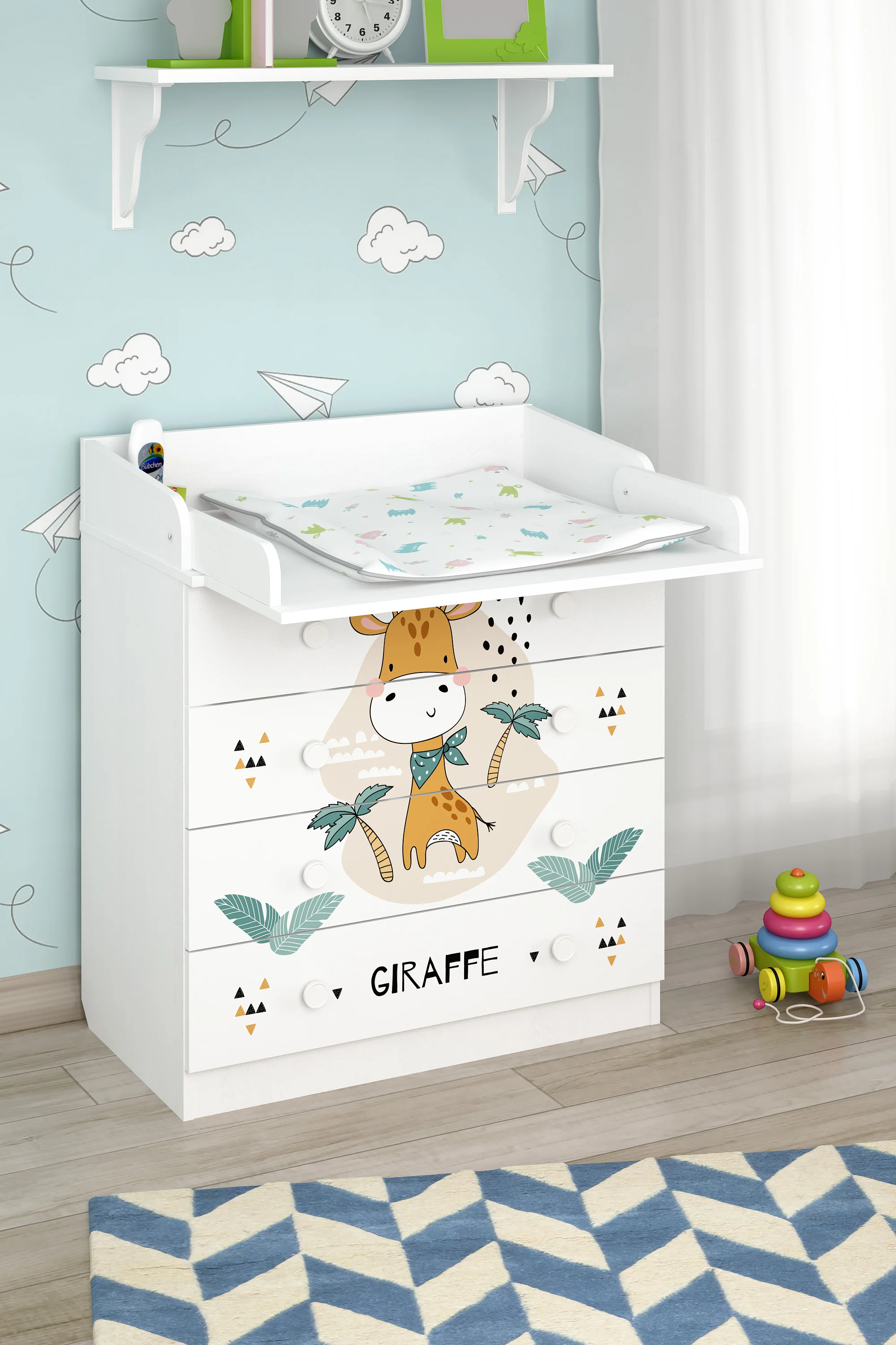 Changing Dresser 800 Shefa Kids, White, Giraffe - Image 4